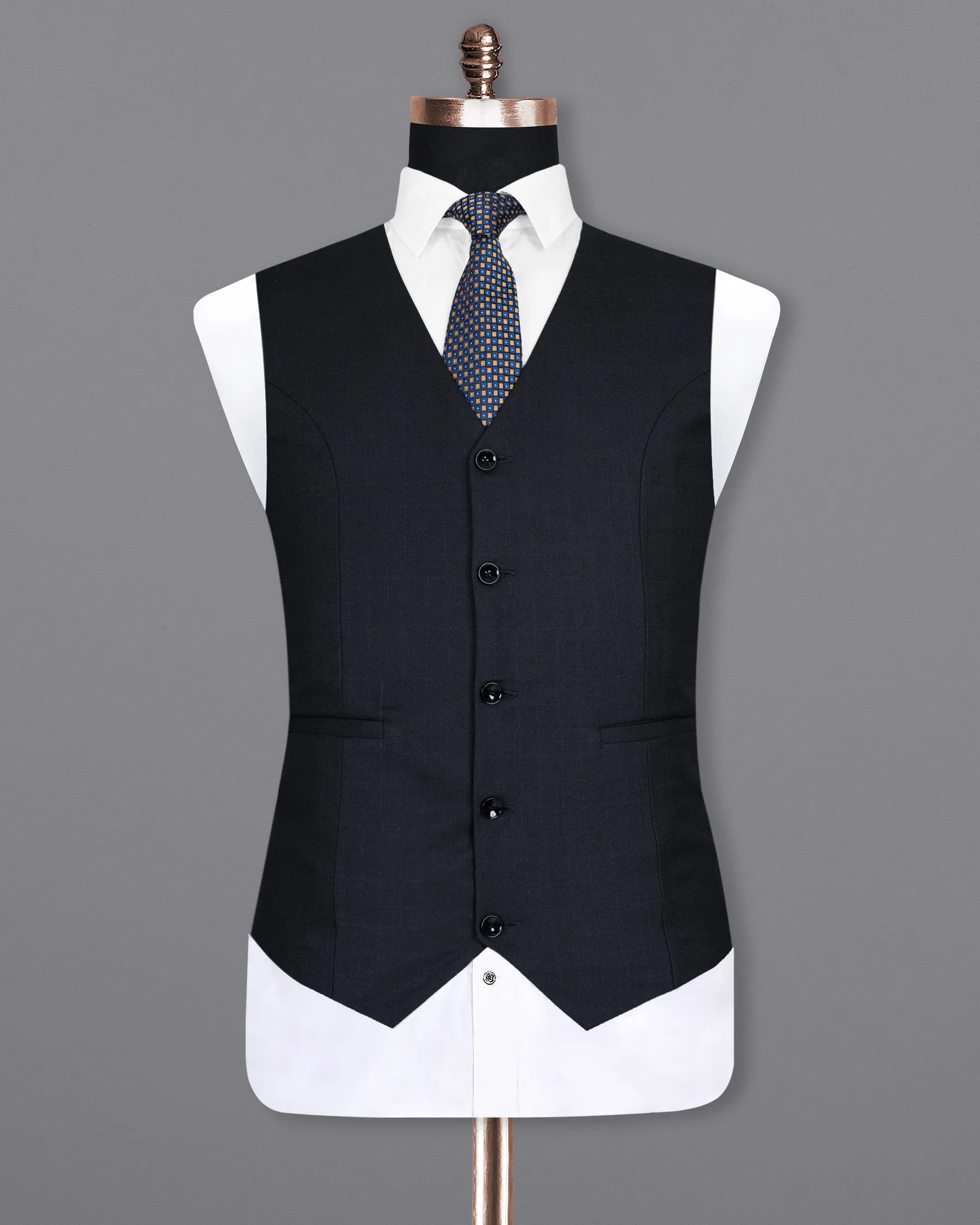 Mirage Black Subtle windowpane Wool Rich Waistcoat sold by French Crown product image thumbnail 2