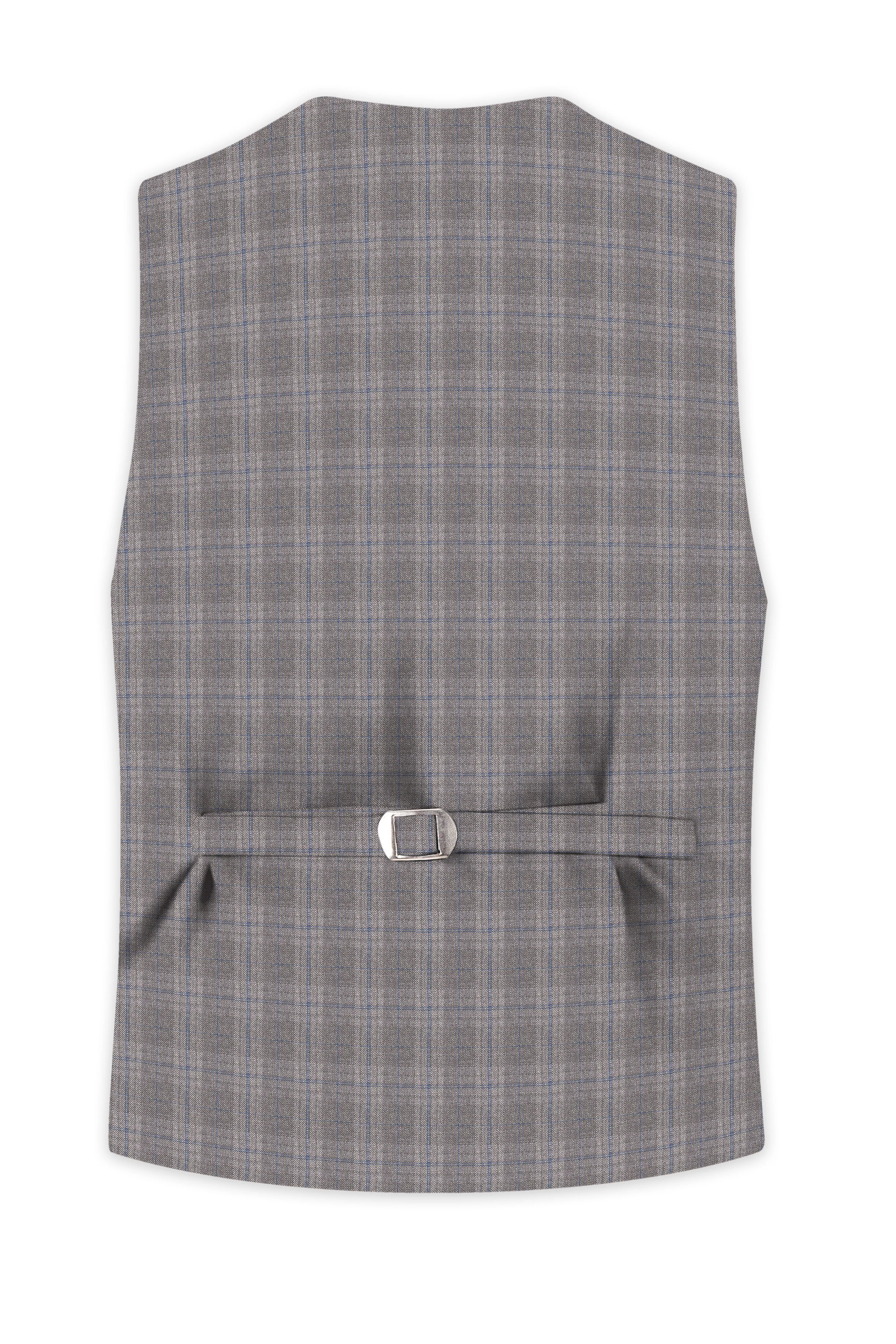 Gravel Grey Subtle Plaid Wool Rich Waistcoat sold by French Crown product image thumbnail 4