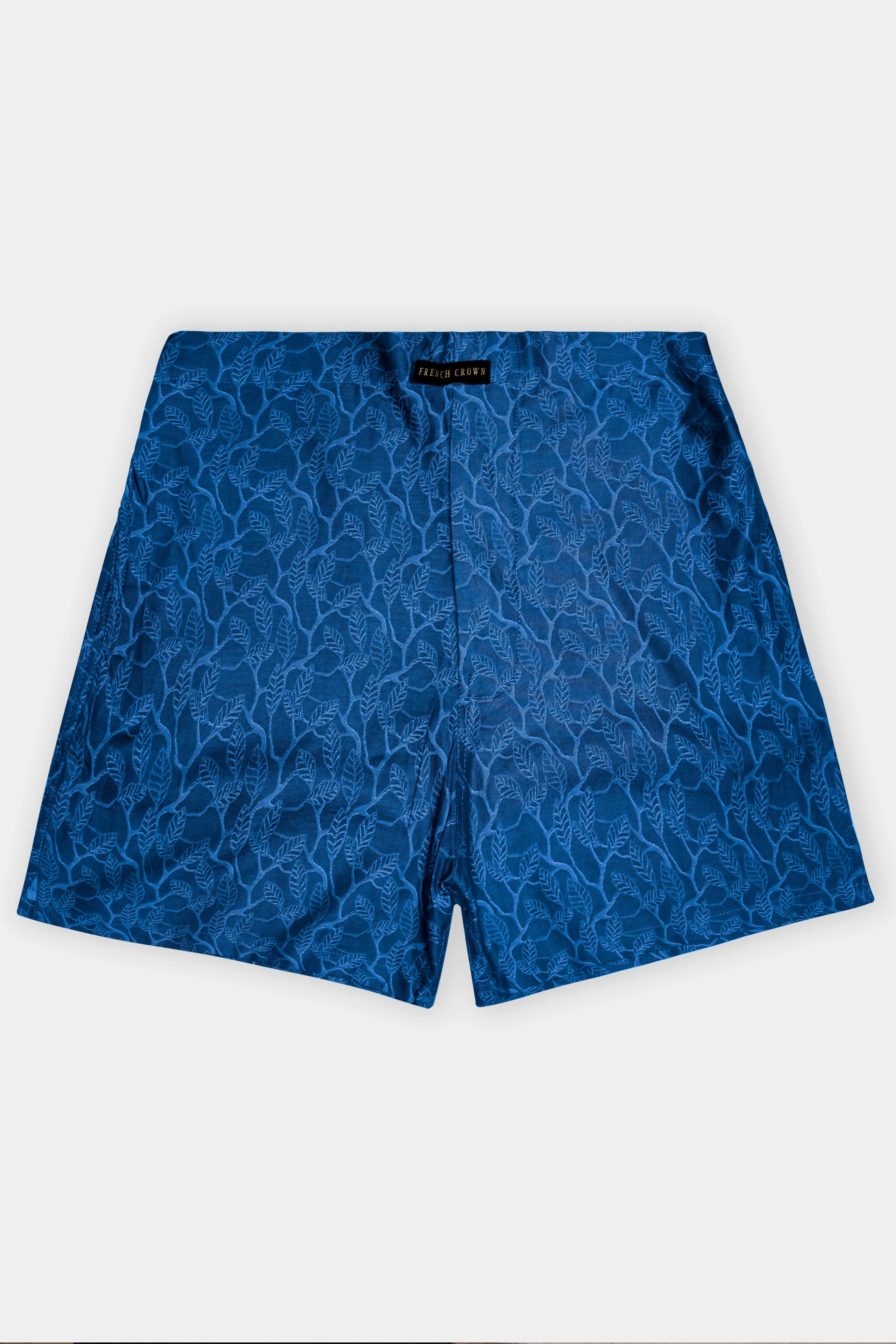 Marine Blue Floral Printed Jacquard Premium Cotton Boxer sold by French Crown product image thumbnail 2