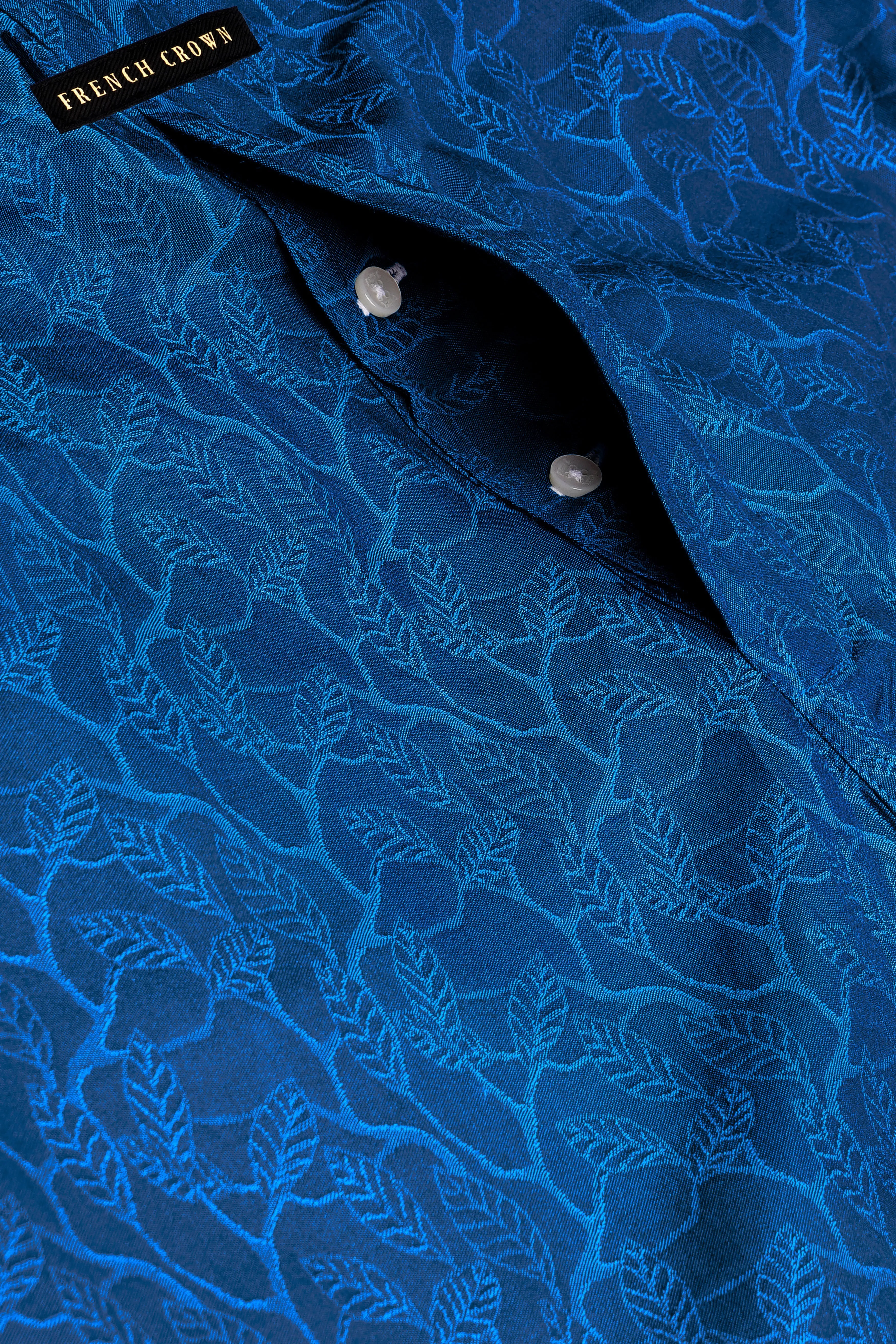 Marine Blue Floral Printed Jacquard Premium Cotton Boxer sold by French Crown product image thumbnail 4