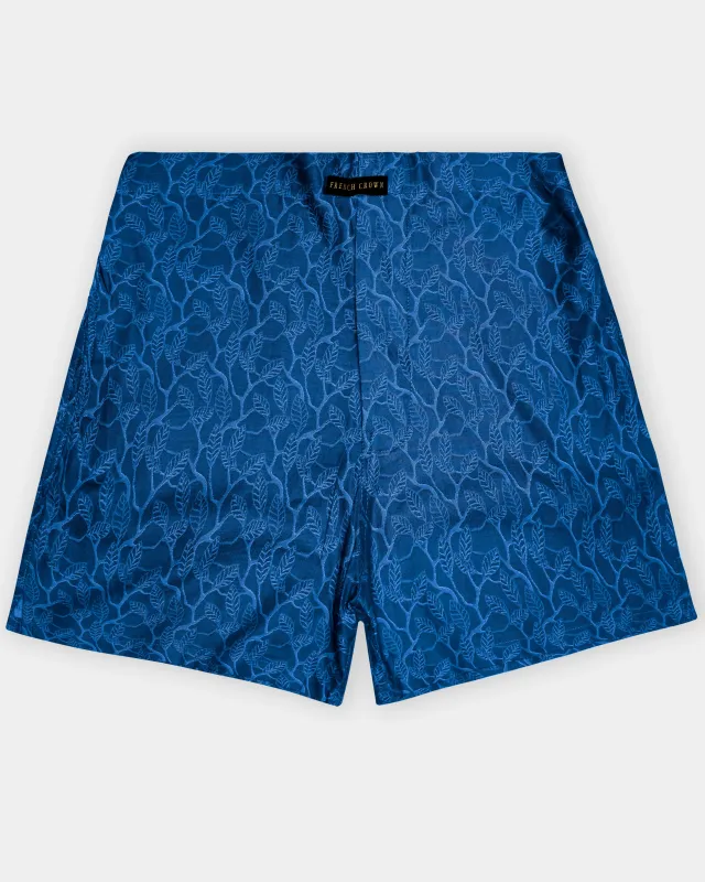 Marine Blue Floral Printed Jacquard Premium Cotton Boxer sold by French Crown