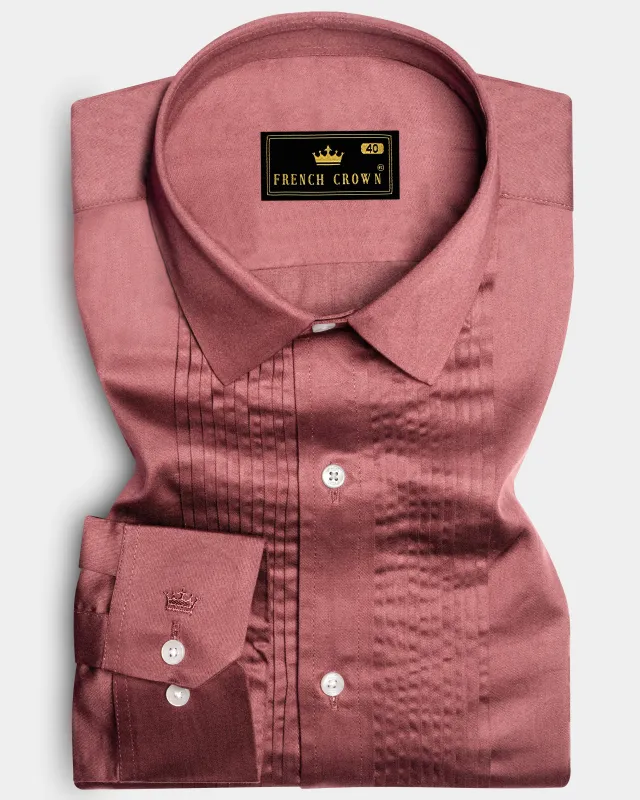 Muted Mauve-Rose Taupe Subtle Sheen Super Soft Premium Cotton Tuxedo Shirt sold by French Crown