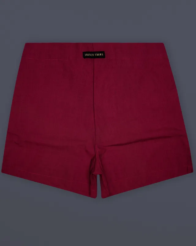 Scarlet-Wine Red Solid Chambray Premium Cotton Boxer sold by French Crown