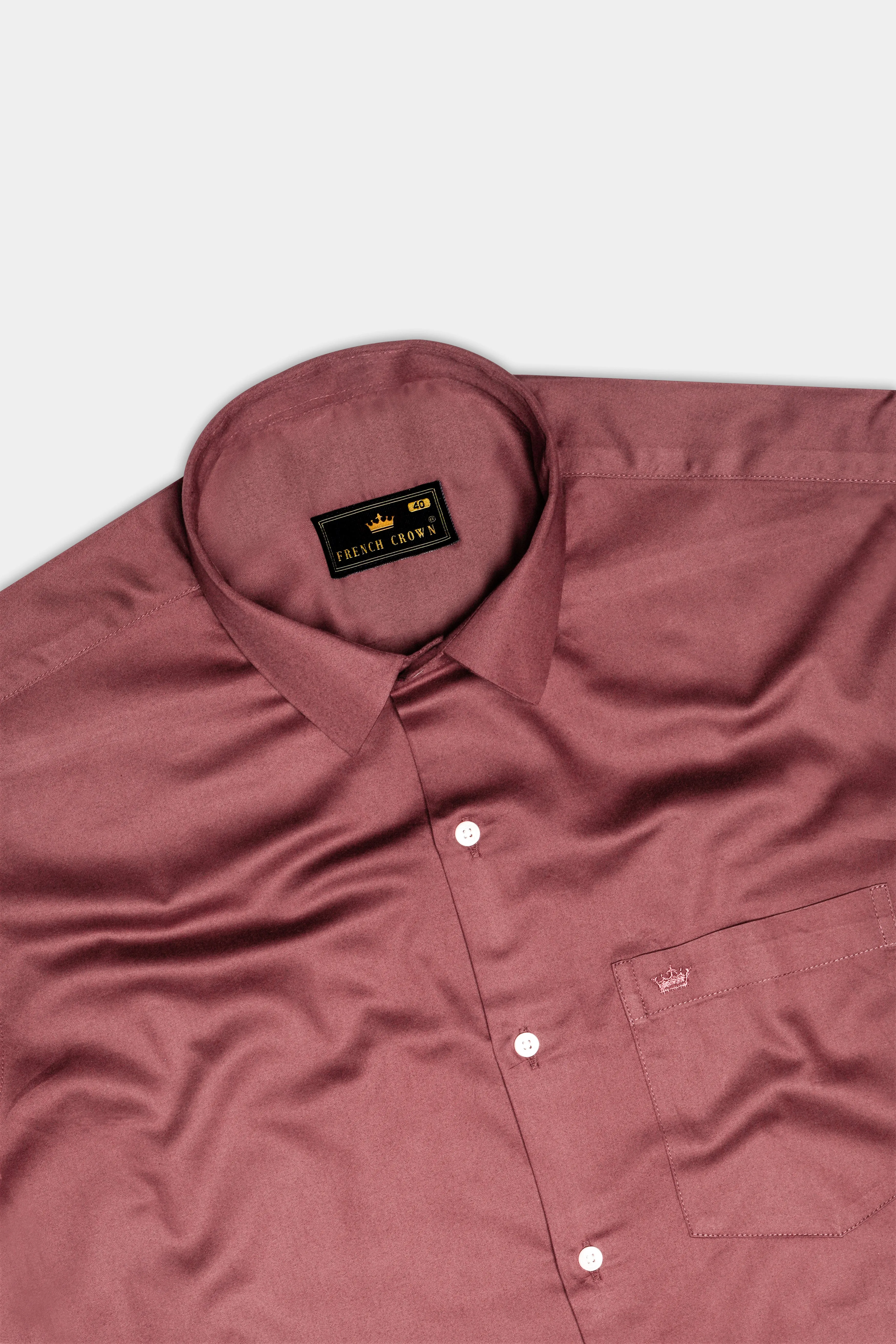 Muted Mauve-Rose Taupe Subtle Sheen Super Soft Premium Cotton Dress Shirt sold by French Crown product image thumbnail 5