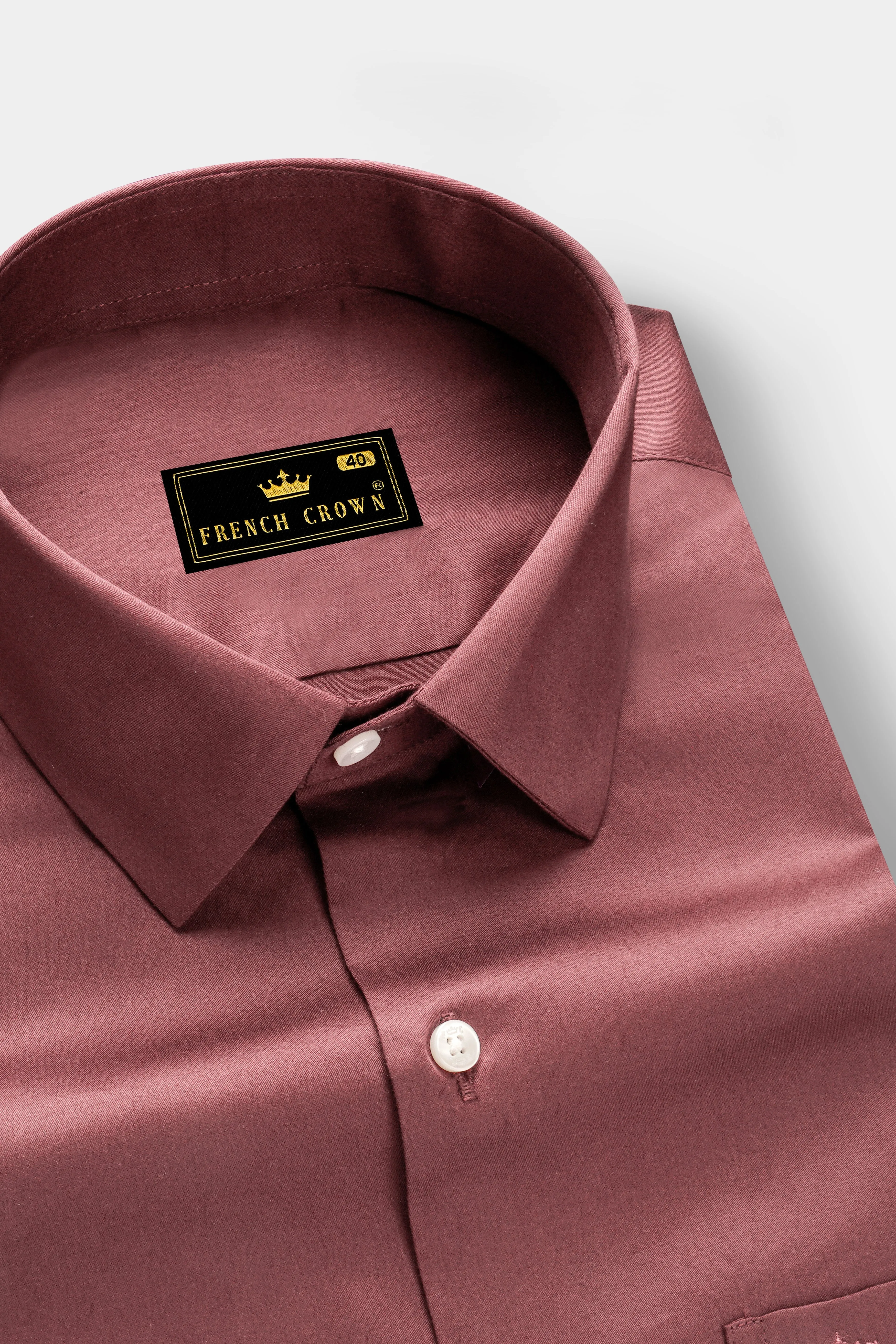 Muted Mauve-Rose Taupe Subtle Sheen Super Soft Premium Cotton Dress Shirt sold by French Crown product image thumbnail 2