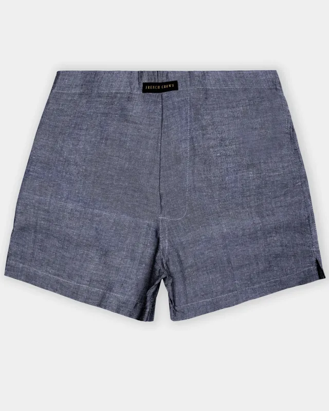 Urban Stone-Dolphin Gray Solid Chambray Premium Cotton Boxer sold by French Crown