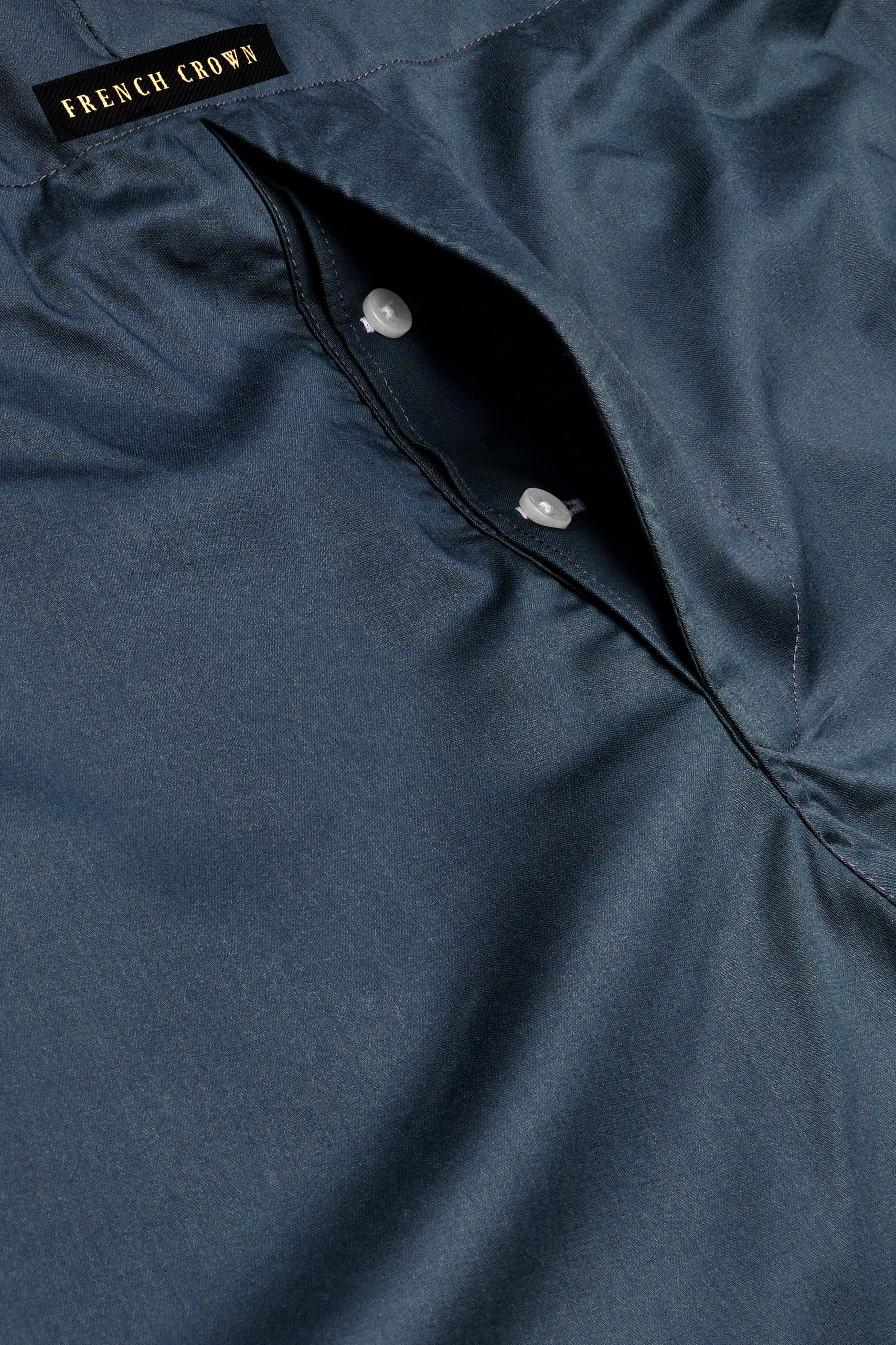 Gunmetal Blue Solid Subtle Sheen Super Soft Premium Cotton Boxer sold by French Crown product image thumbnail 4