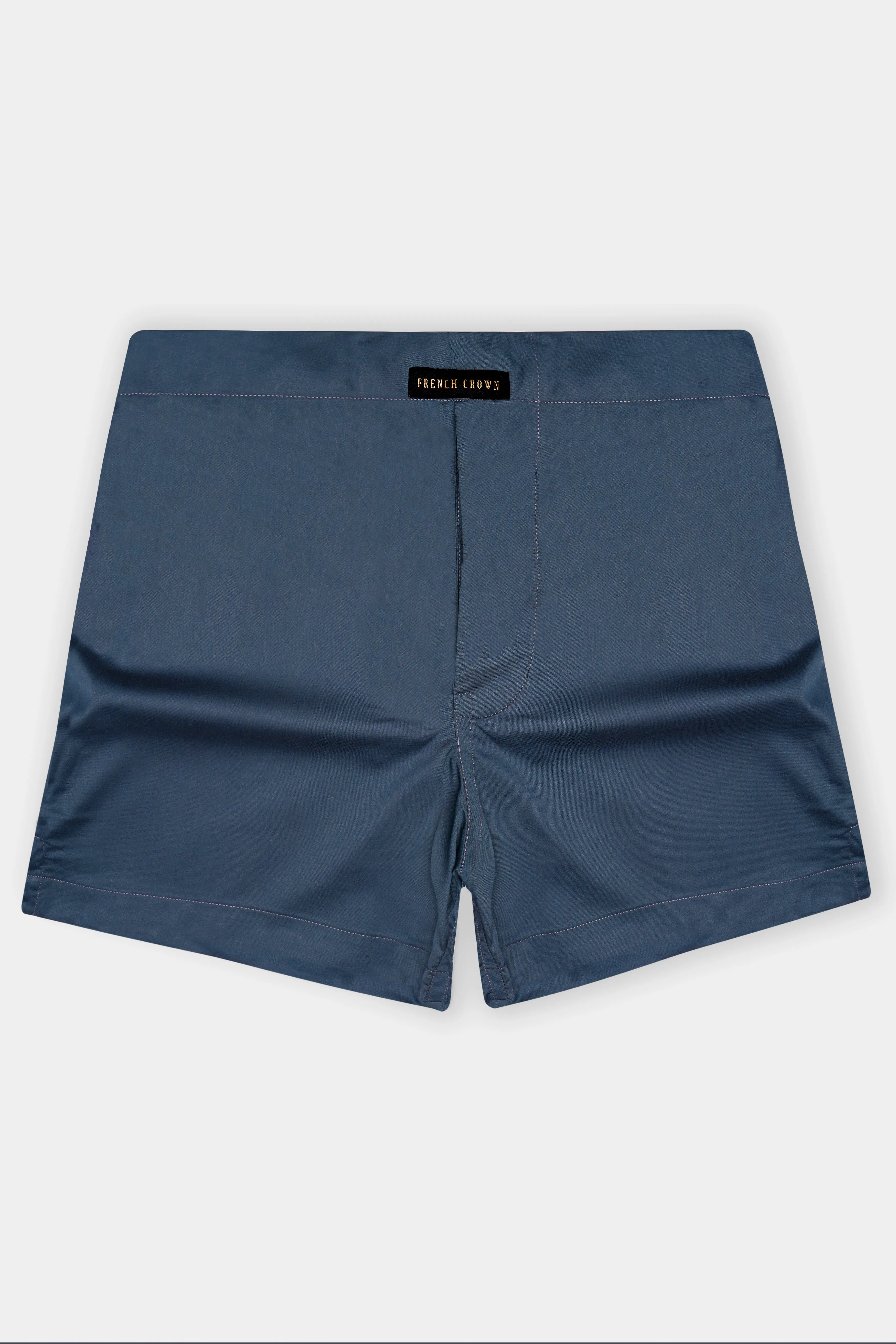 Gunmetal Blue Solid Subtle Sheen Super Soft Premium Cotton Boxer sold by French Crown product image thumbnail 2