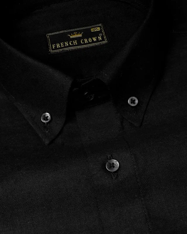 Jade Black Luxurious Linen Shirt sold by French Crown