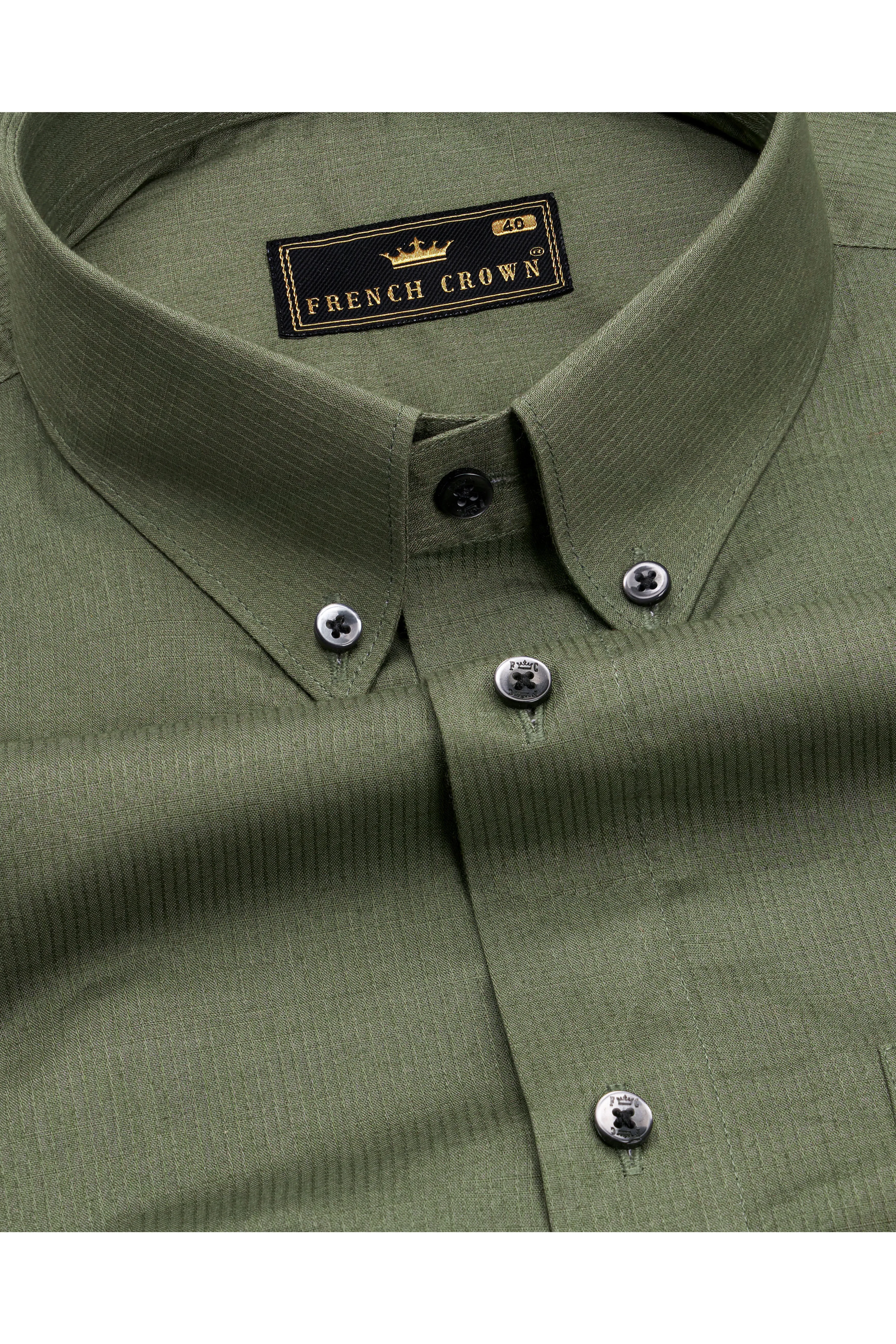 Liver Green Dobby Textured Premium Giza Cotton Shirt sold by French Crown