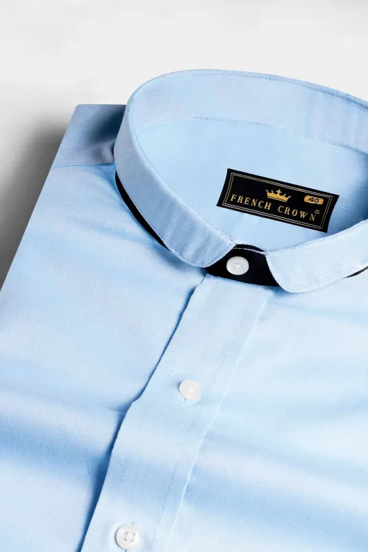 Glacier Blue Twill Premium Cotton Shirt sold by French Crown