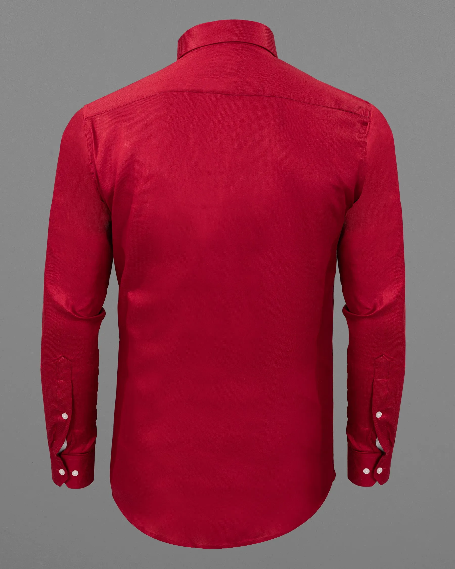 Bright Red Dobby Textured Premium Giza Cotton Shirt sold by French Crown product image thumbnail 5