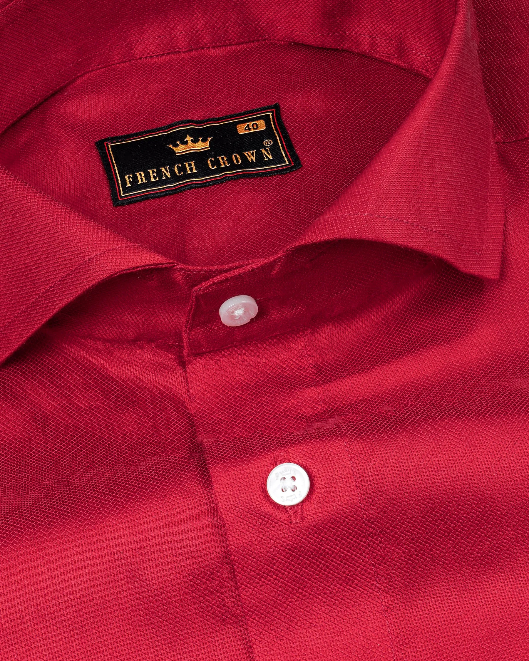 Bright Red Dobby Textured Premium Giza Cotton Shirt sold by French Crown