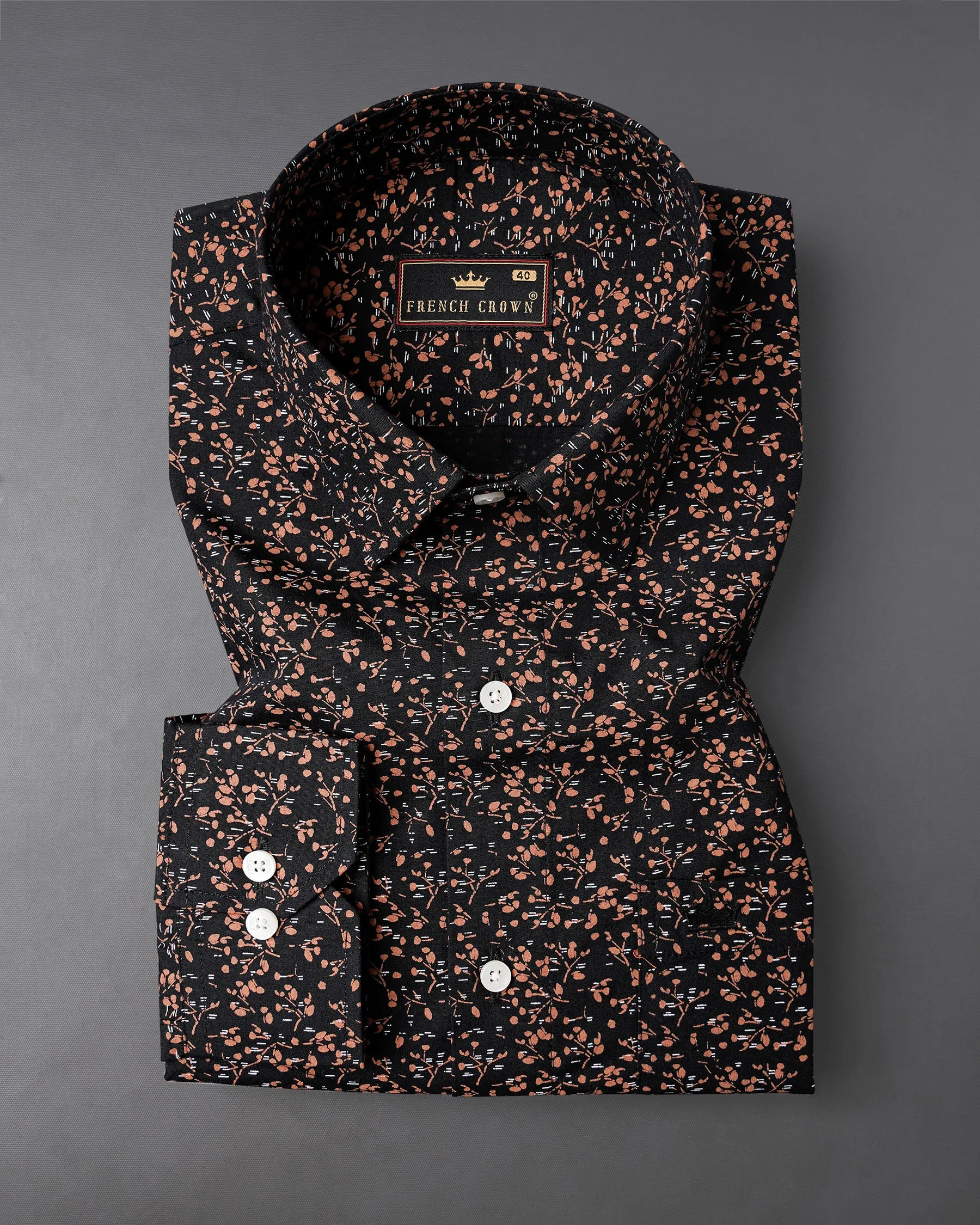 Jade Black Ditzy Printed Royal Oxford Shirt sold by French Crown product image thumbnail 3