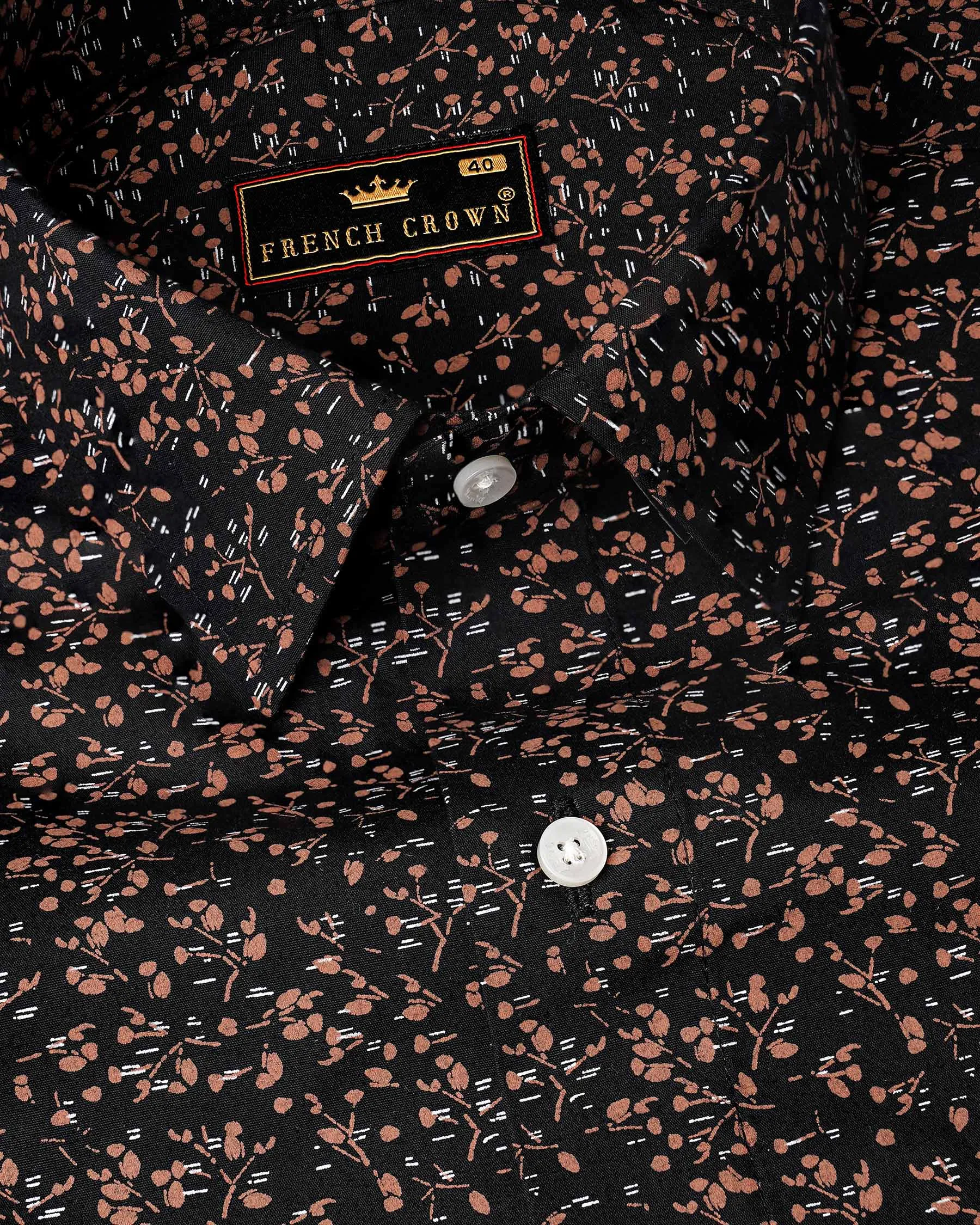 Jade Black Ditzy Printed Royal Oxford Shirt sold by French Crown