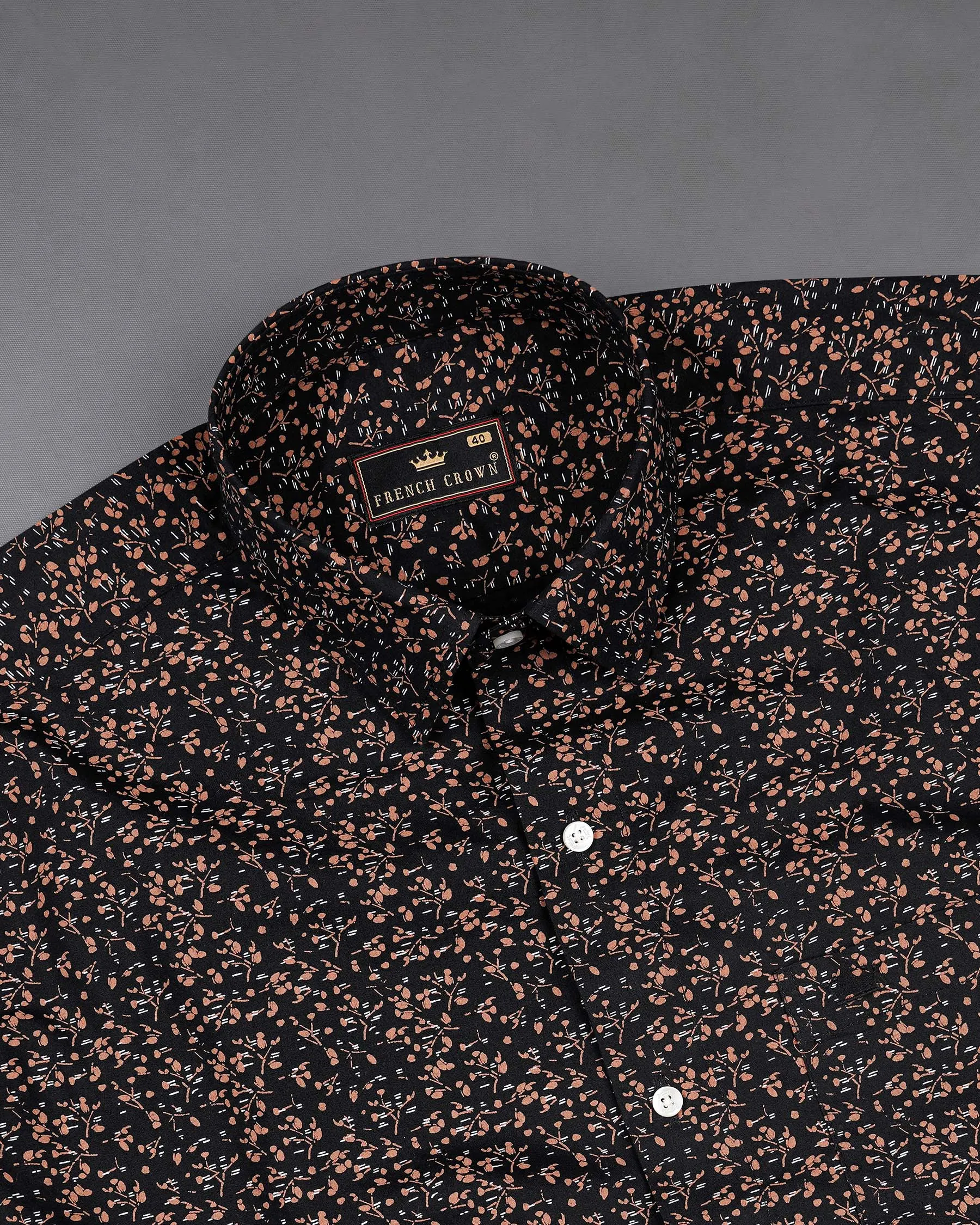 Jade Black Ditzy Printed Royal Oxford Shirt sold by French Crown product image thumbnail 4