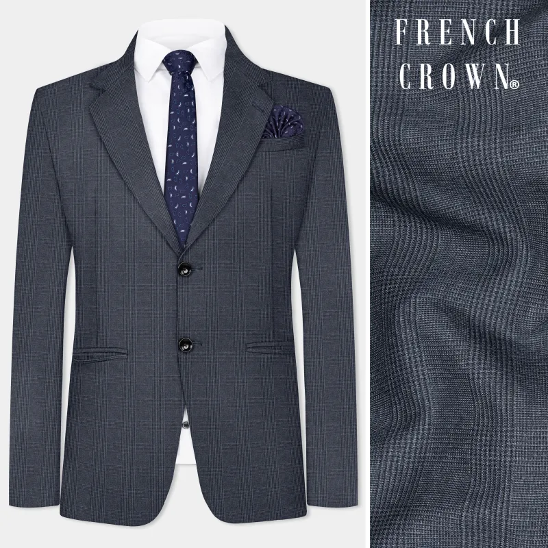Gun Powder Gray Plaid Wool Blend Blazer sold by French Crown