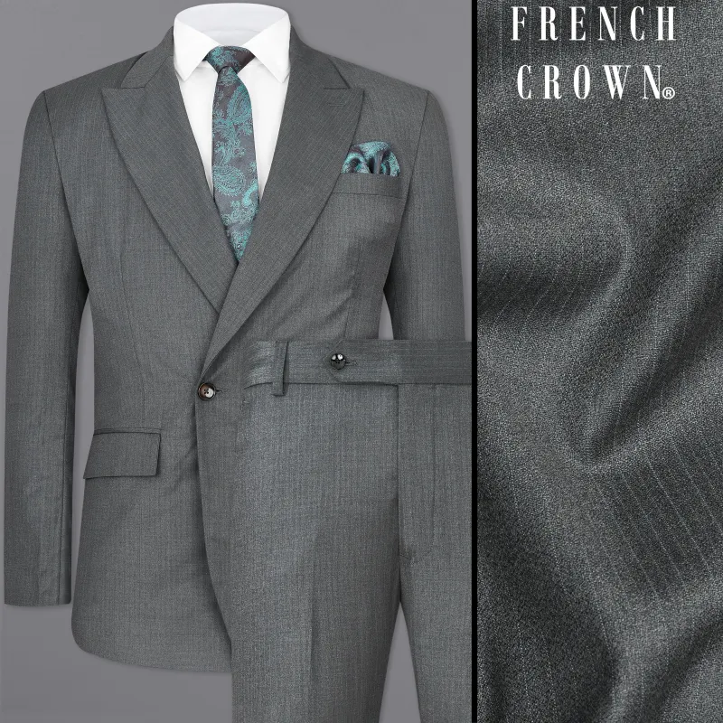 Vampire Gray Double Breasted Designer Suit sold by French Crown