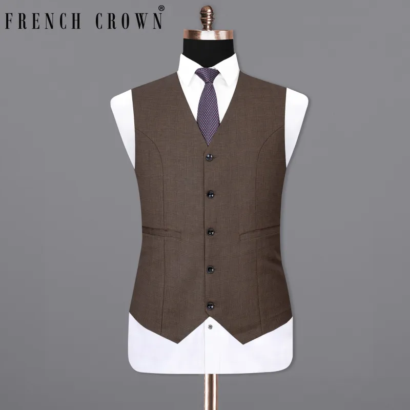 Irish Coffee Brown Plaid Waistcoat sold by French Crown