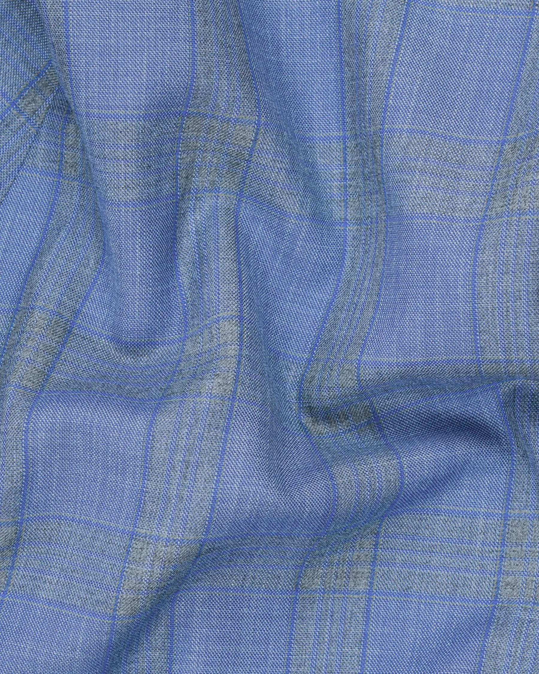 Sky Windowpane Wool Blend Waistcoat sold by French Crown product image thumbnail 3