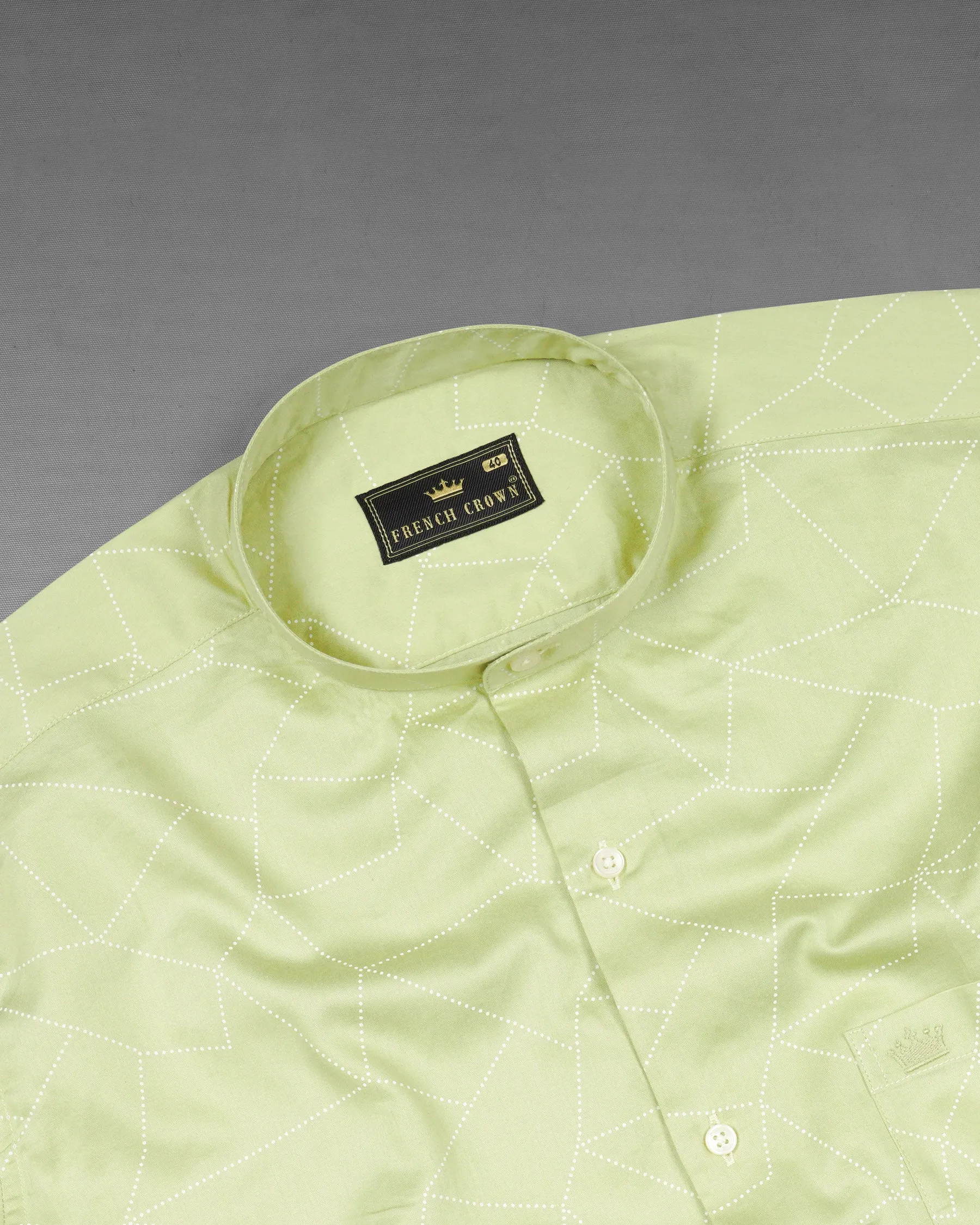 Deep Coffee Green Geometric Printed Super Soft Premium Cotton Shirt sold by French Crown product image thumbnail 4