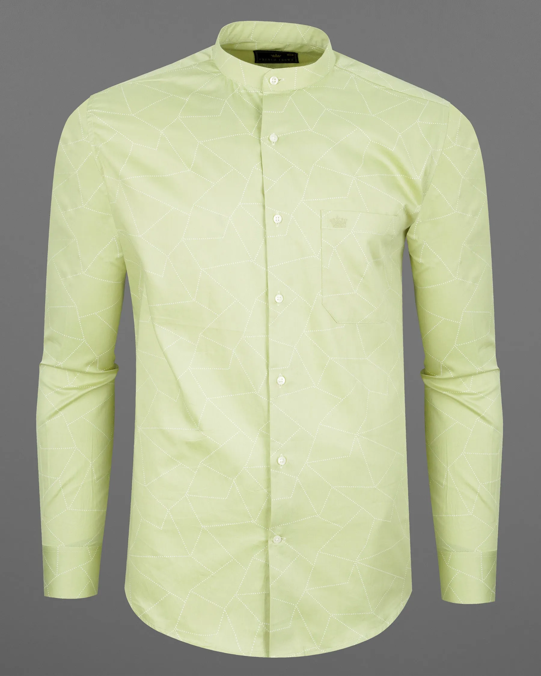 Deep Coffee Green Geometric Printed Super Soft Premium Cotton Shirt sold by French Crown product image thumbnail 5