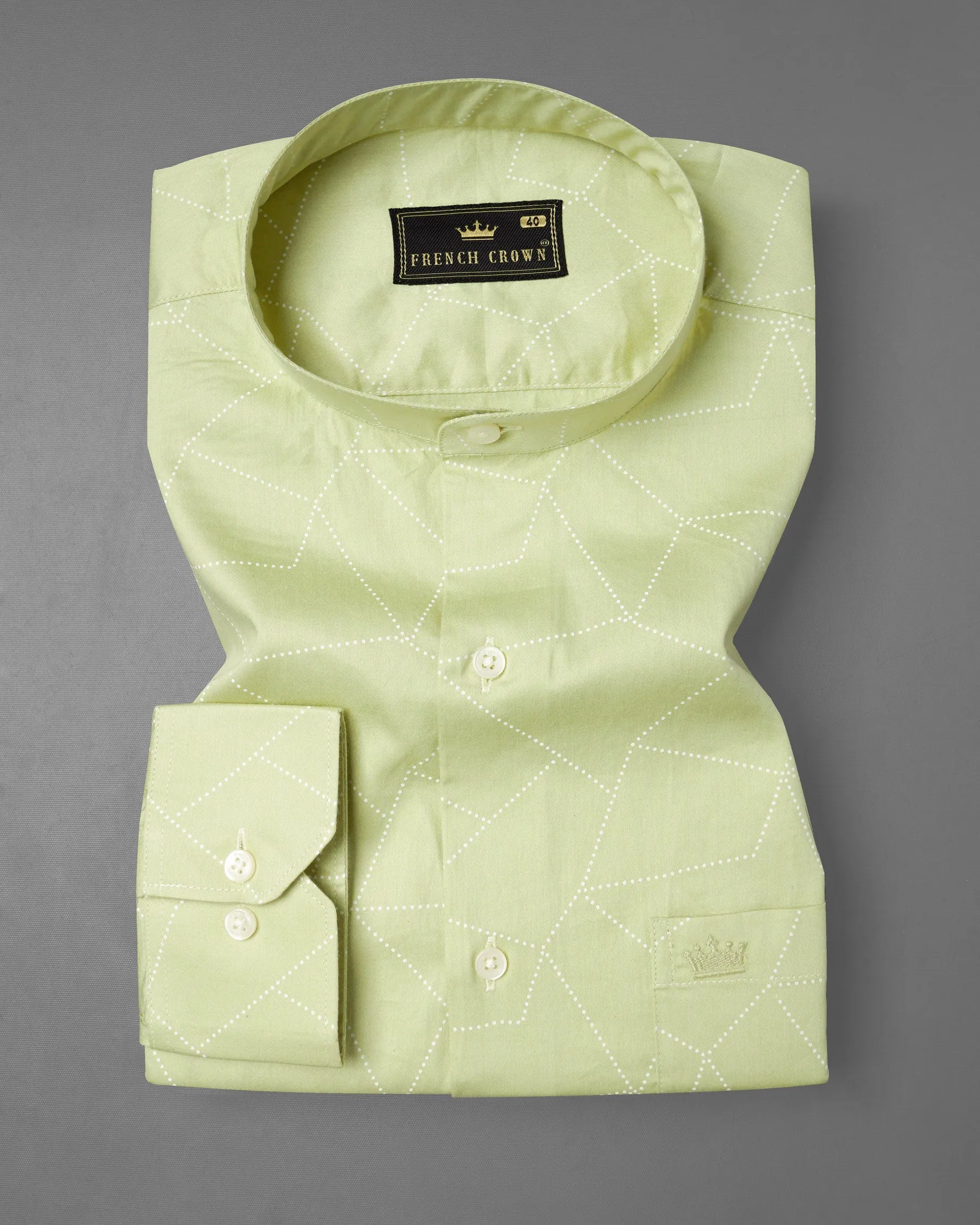 Deep Coffee Green Geometric Printed Super Soft Premium Cotton Shirt sold by French Crown product image thumbnail 3