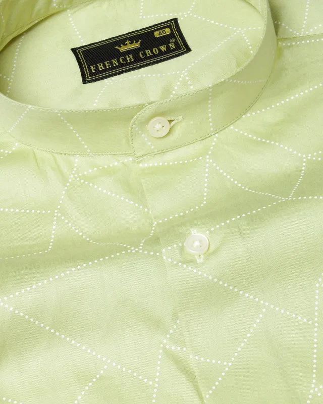 Deep Coffee Green Geometric Printed Super Soft Premium Cotton Shirt sold by French Crown