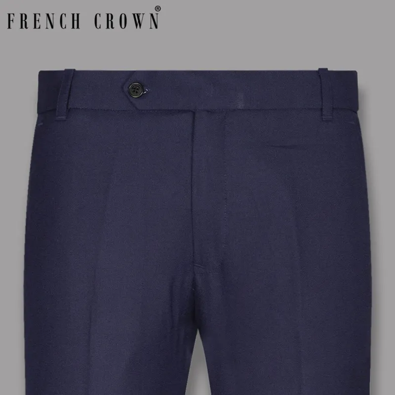 Valhalla Blue Wool Rich Pant sold by French Crown