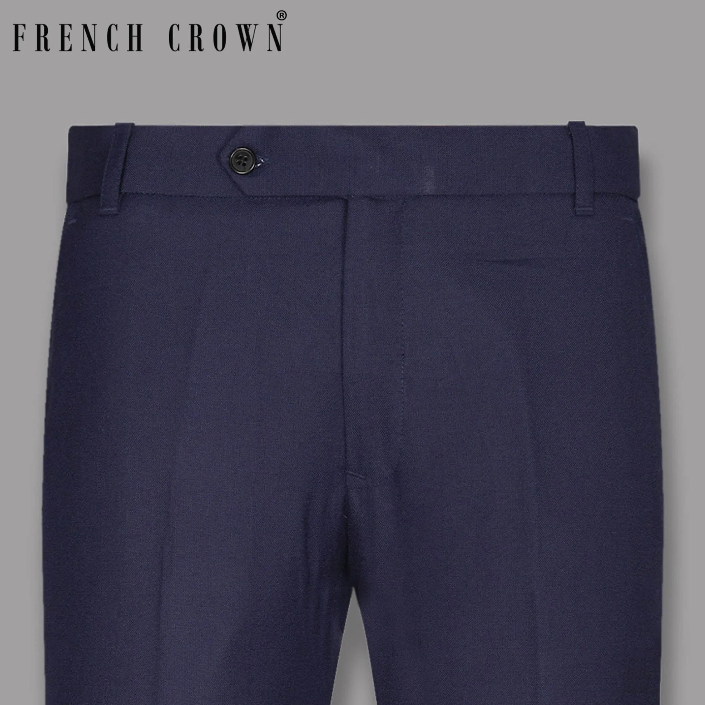 Valhalla Blue Wool Rich Pant sold by French Crown