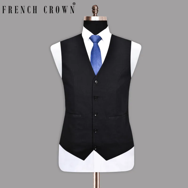 Jade Black Luxurious Linen Waistcoat sold by French Crown