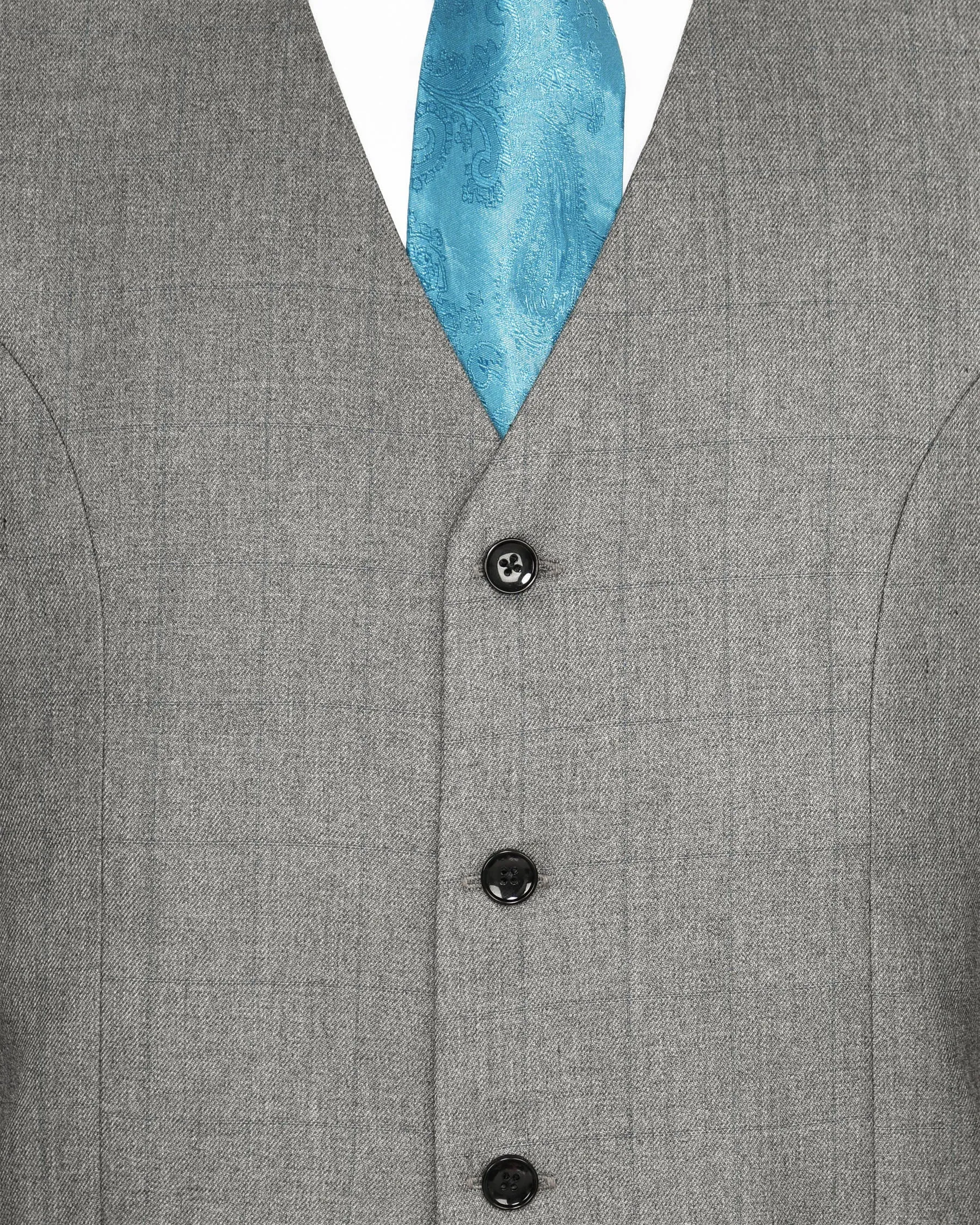 Fog Grey textured Wool-Silk blend Waistcoat sold by French Crown product image thumbnail 5