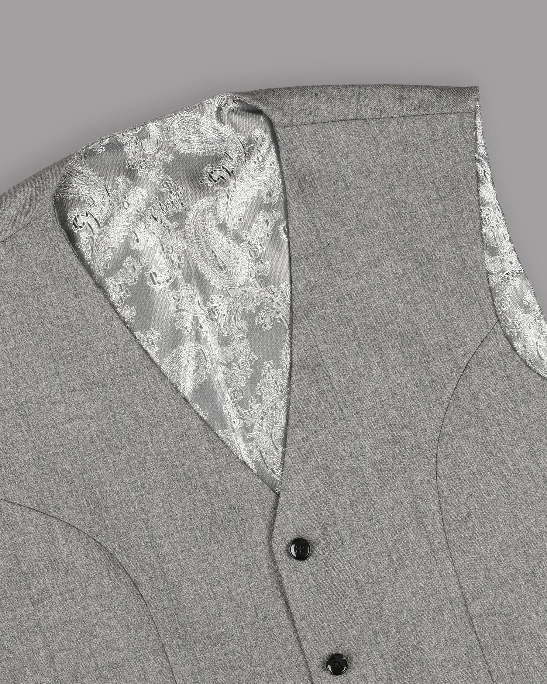 Fog Grey textured Wool-Silk blend Waistcoat sold by French Crown product image thumbnail 4