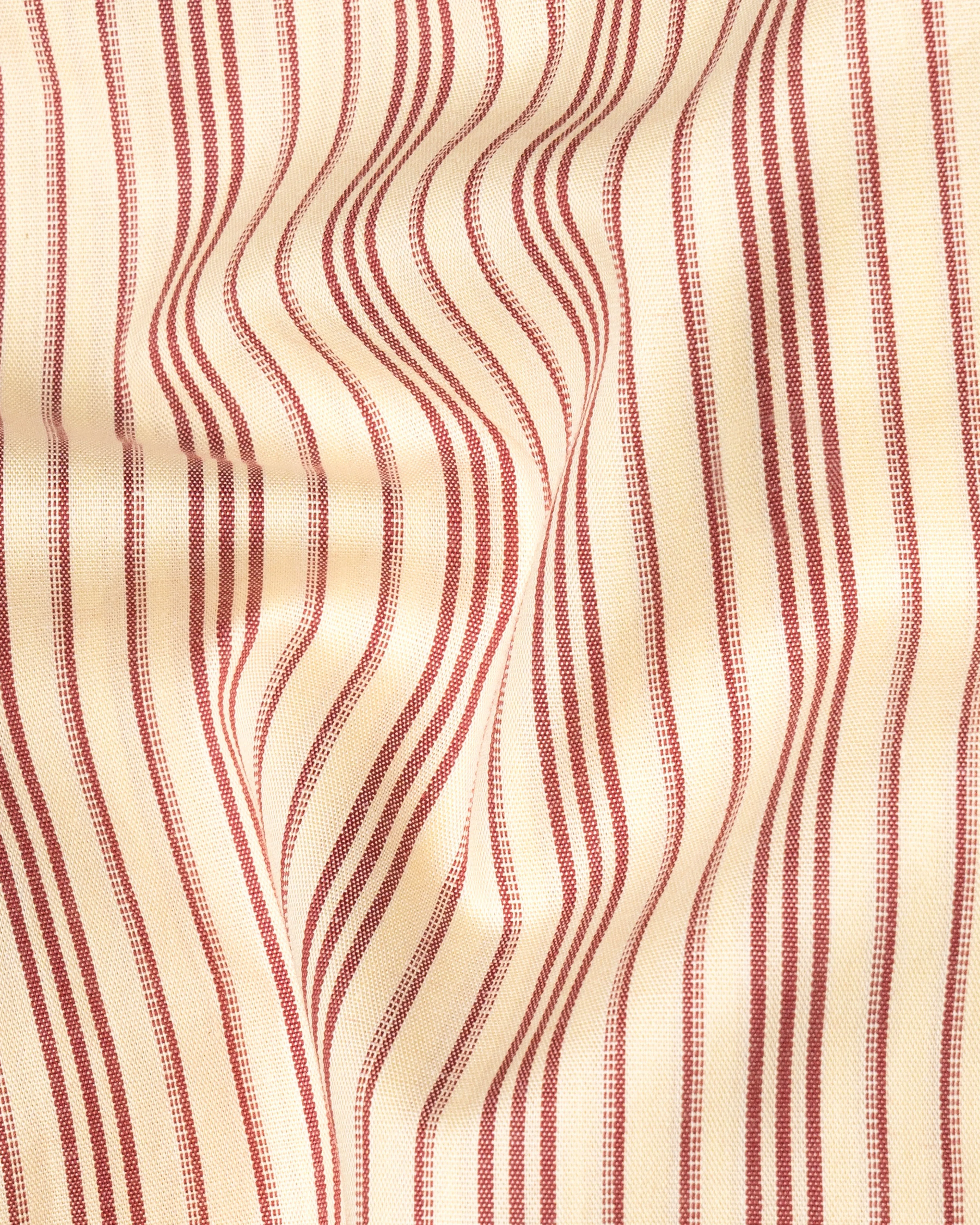 Tequila Cream with Sanguine Red Striped Premium Cotton Shirt sold by French Crown product image thumbnail 2