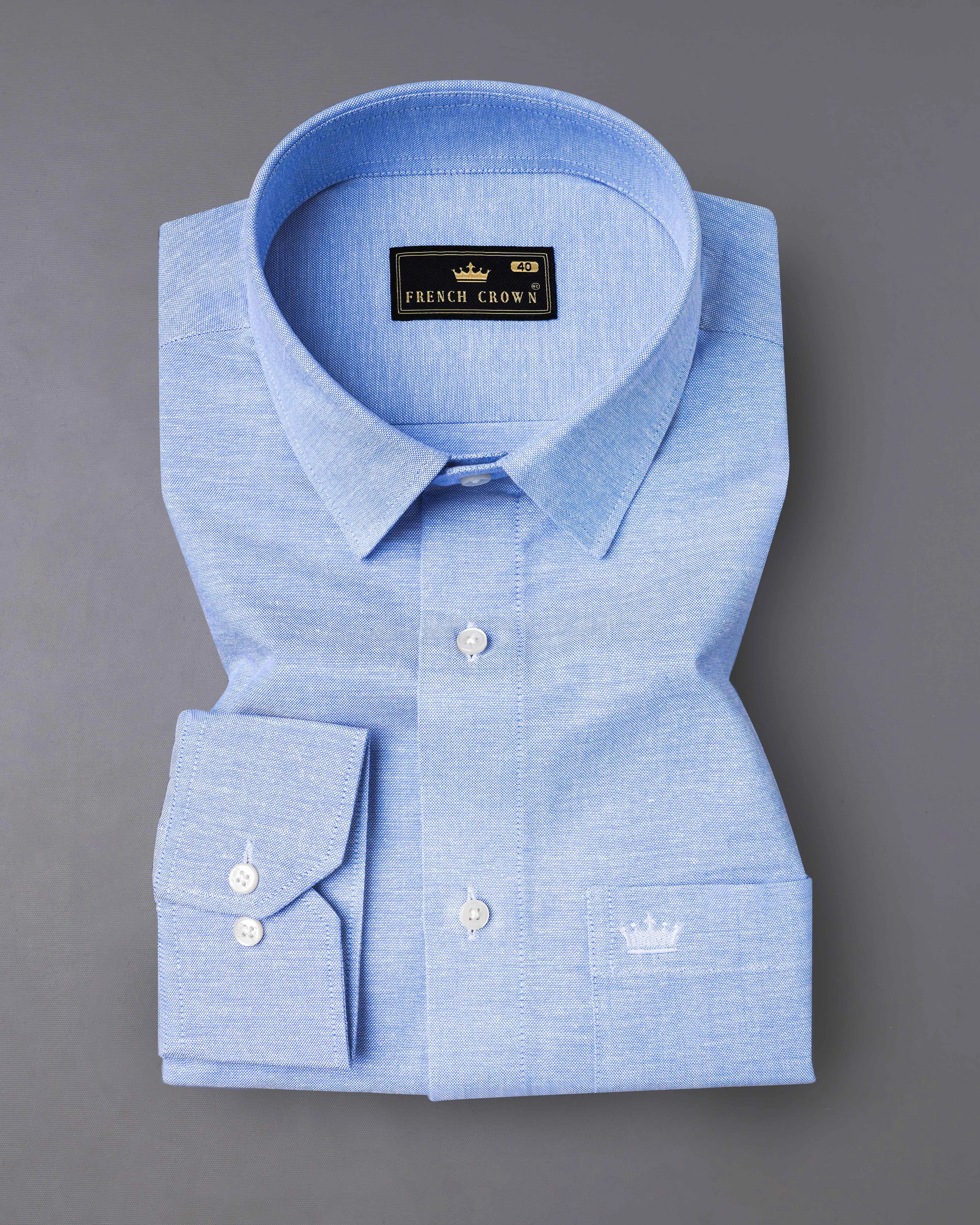 Periwinkle Blue Royal Oxford Shirt sold by French Crown product image thumbnail 3