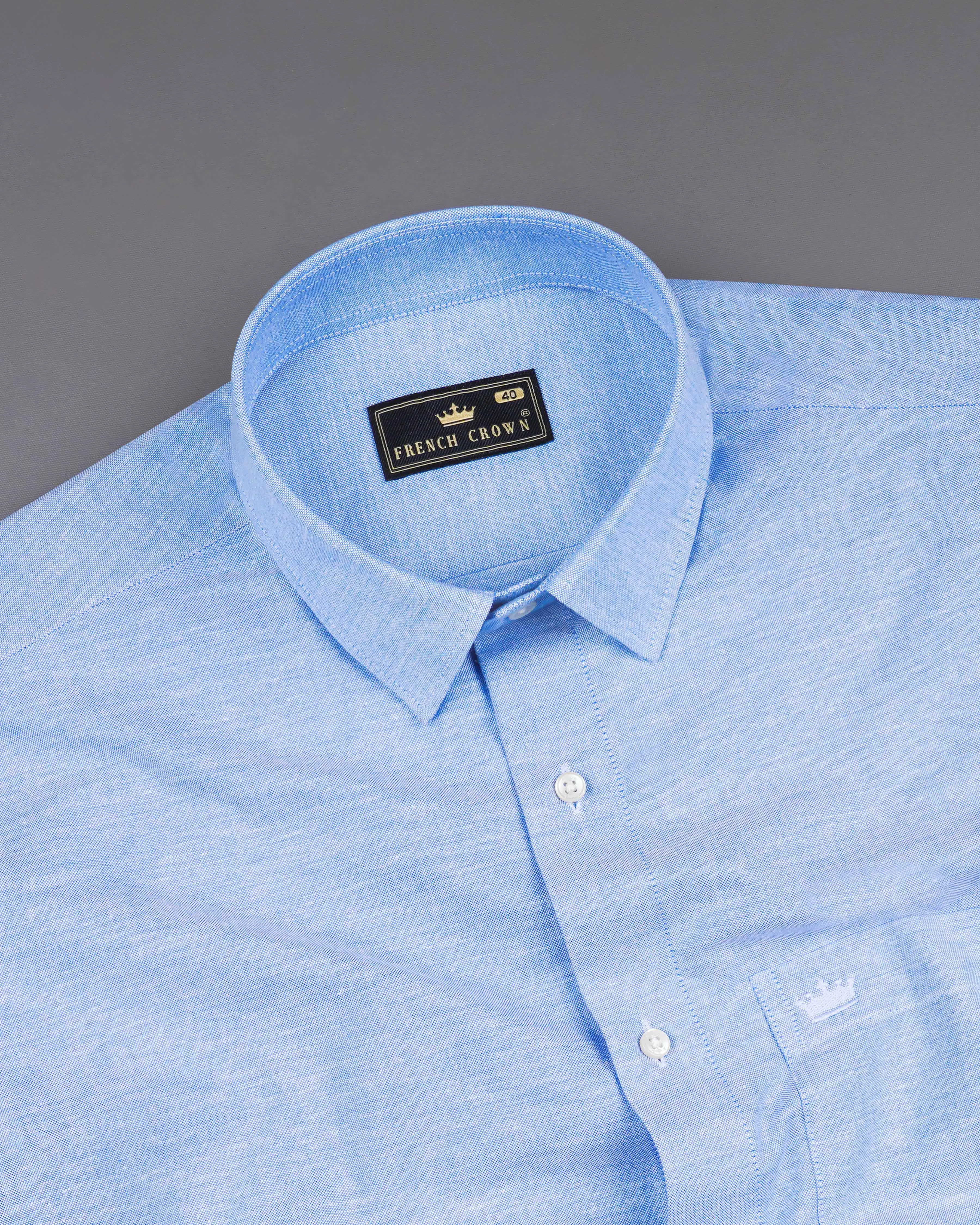Periwinkle Blue Royal Oxford Shirt sold by French Crown product image thumbnail 4