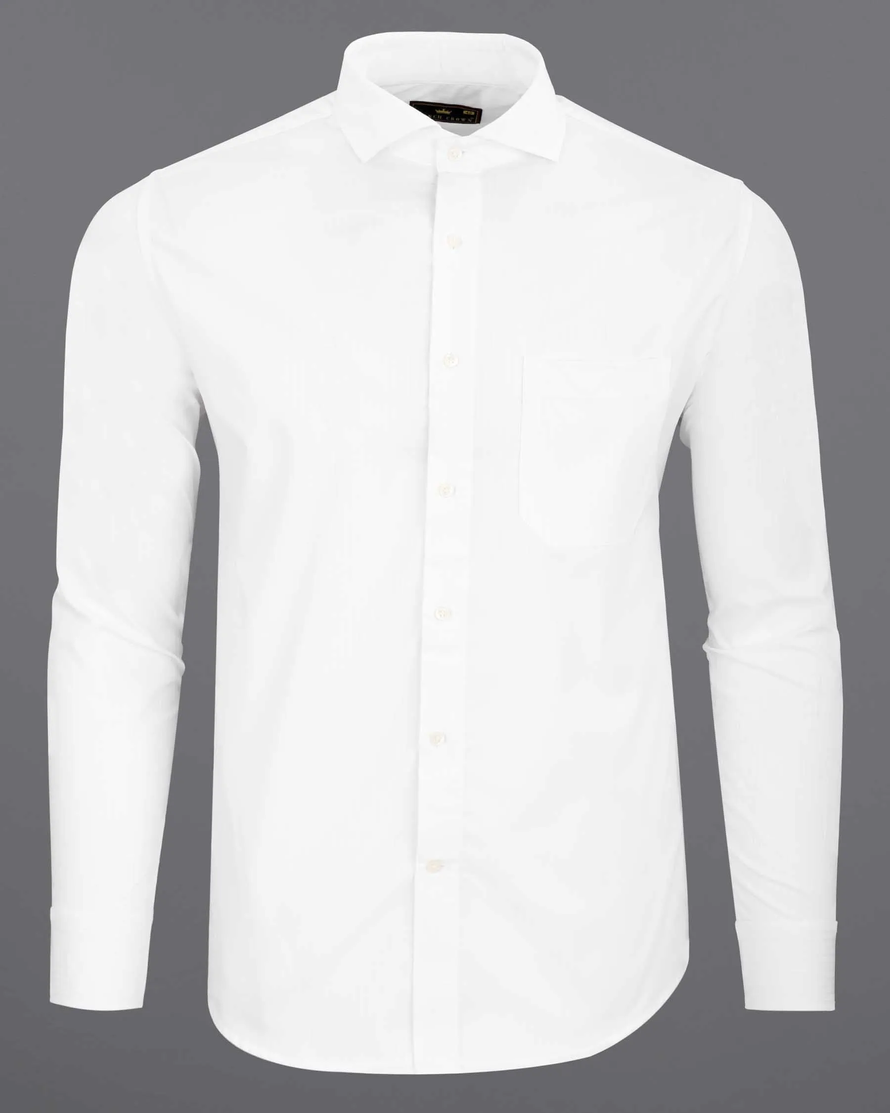 Bright White Subtle Striped Dobby Textured Premium Giza Cotton Shirt sold by French Crown product image thumbnail 5