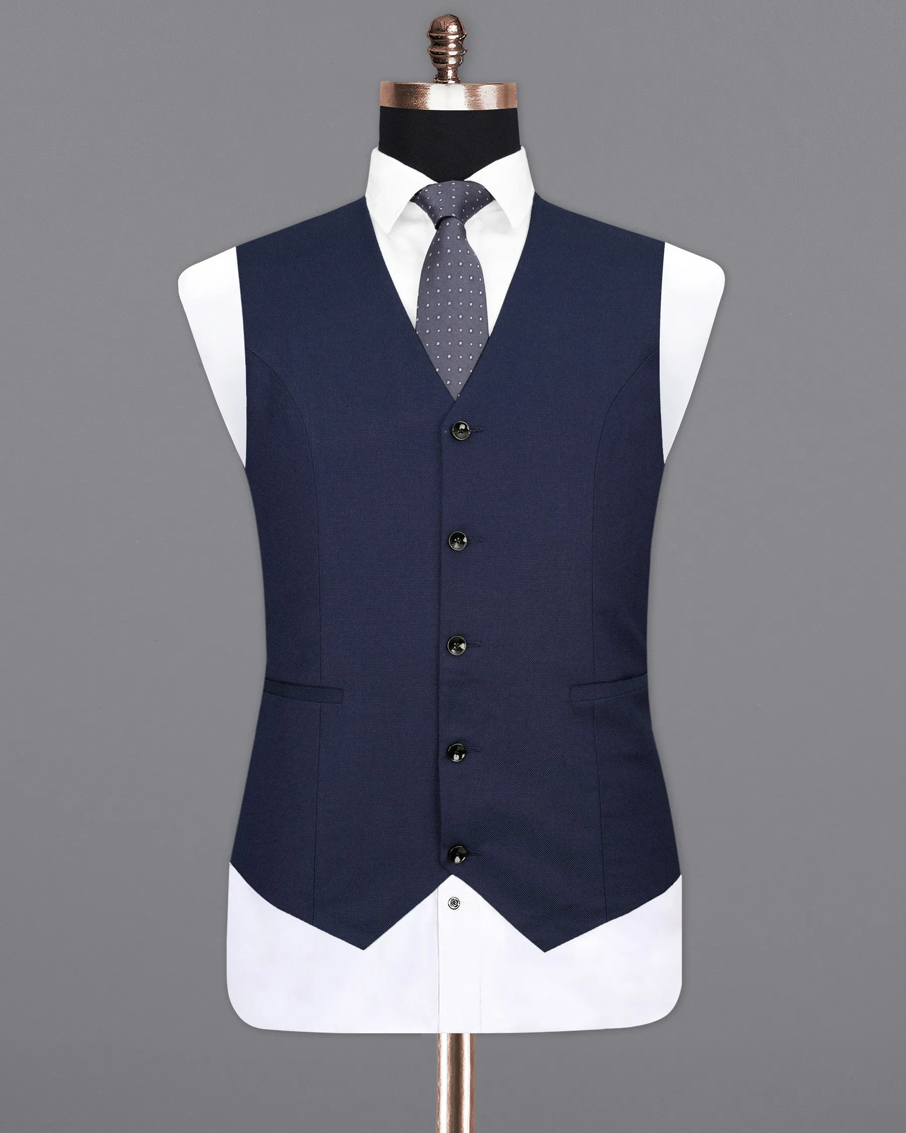 Martinique Blue Textured Waistcoat sold by French Crown product image thumbnail 2
