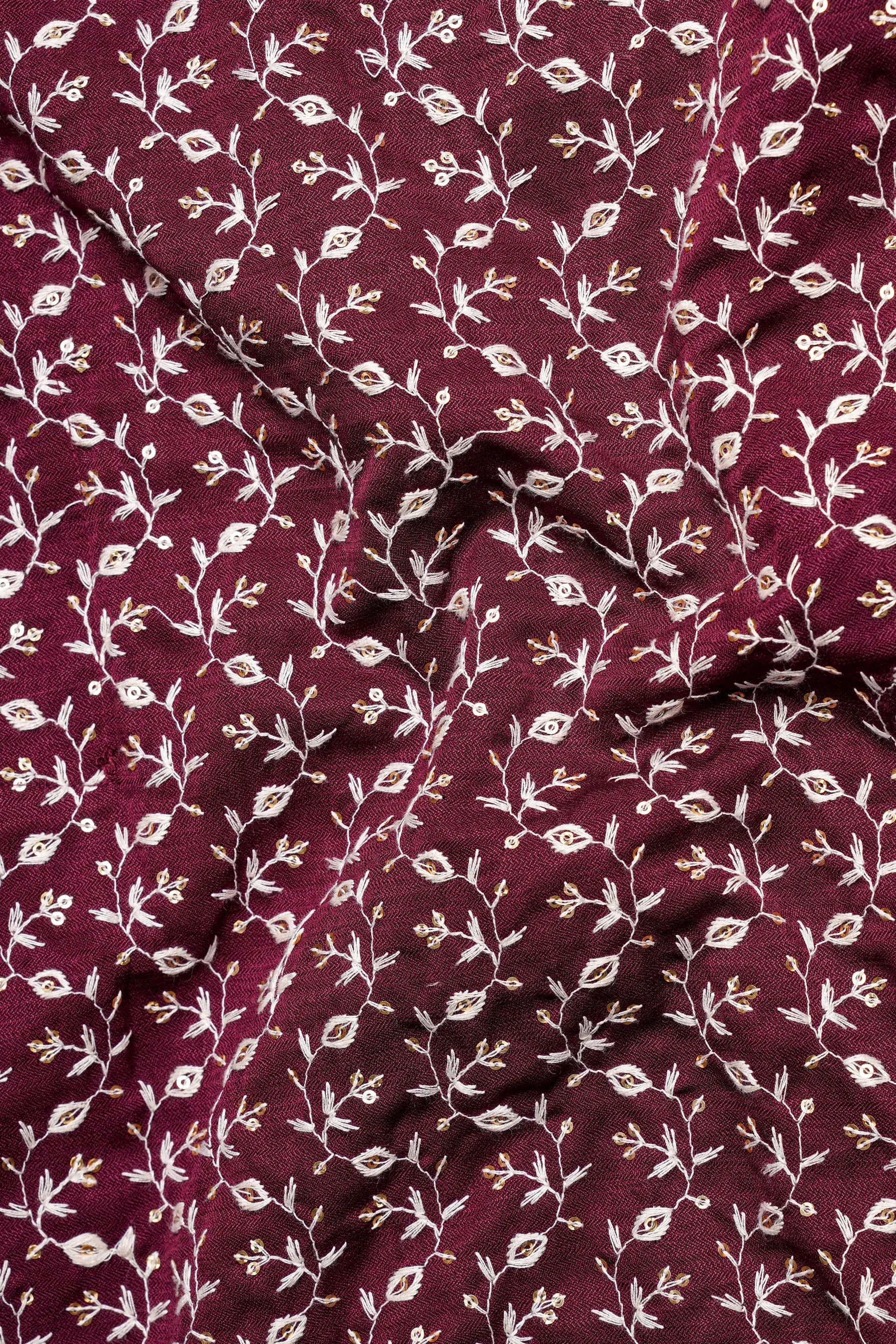 Mulberry Maroon Viscose Ditsy Embroidered With Tikki Work Designer Kurta sold by French Crown product image thumbnail 3