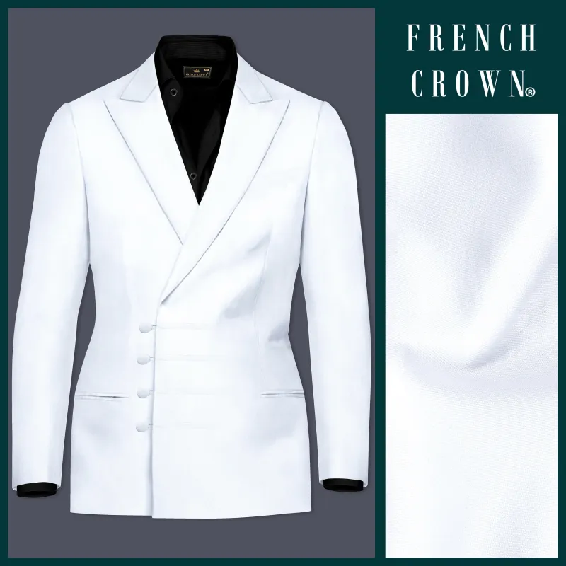 Bright White Stretchable Wool Rich Designer Blazer sold by French Crown