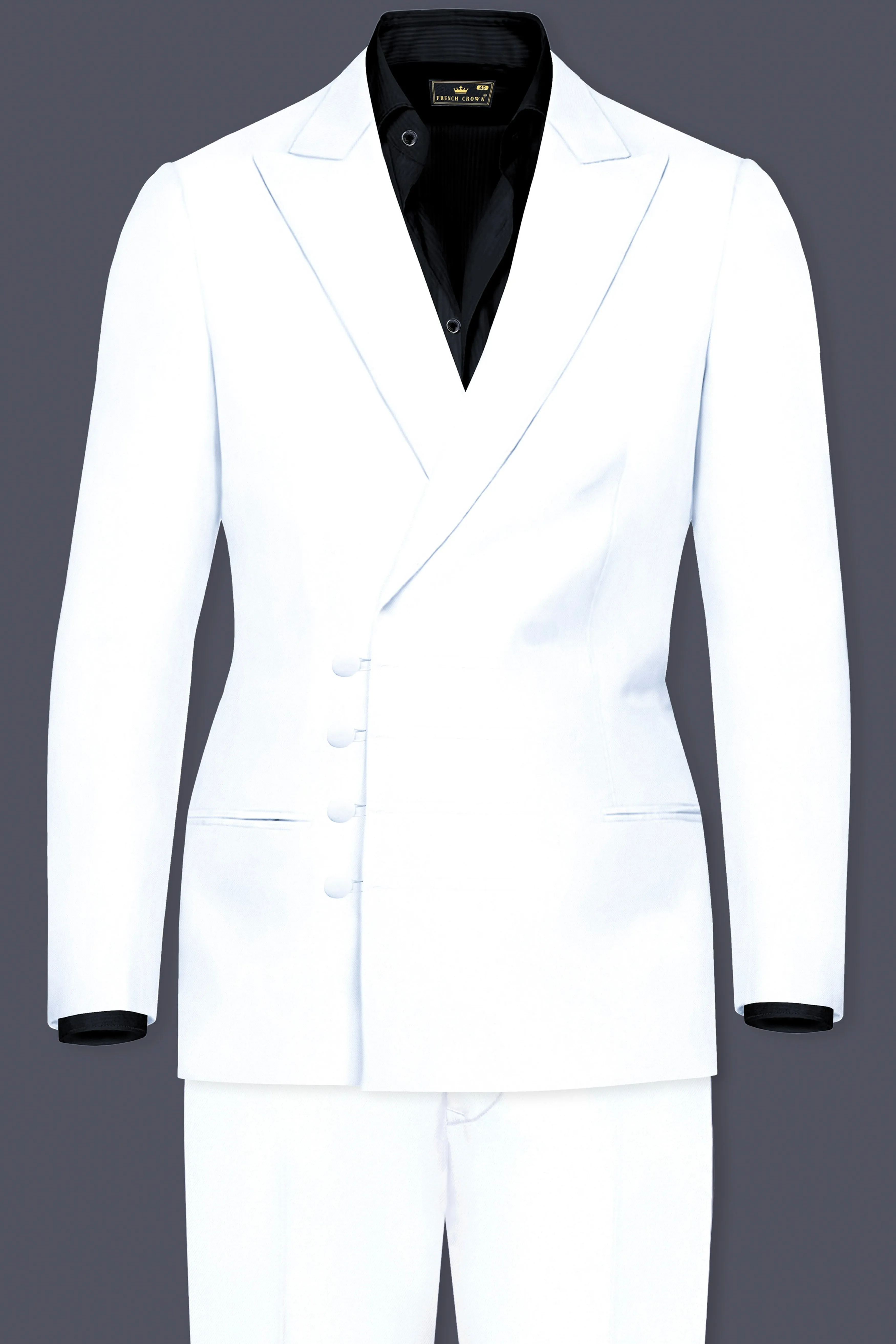 Bright White Stretchable Wool Rich Designer Suit sold by French Crown product image thumbnail 2