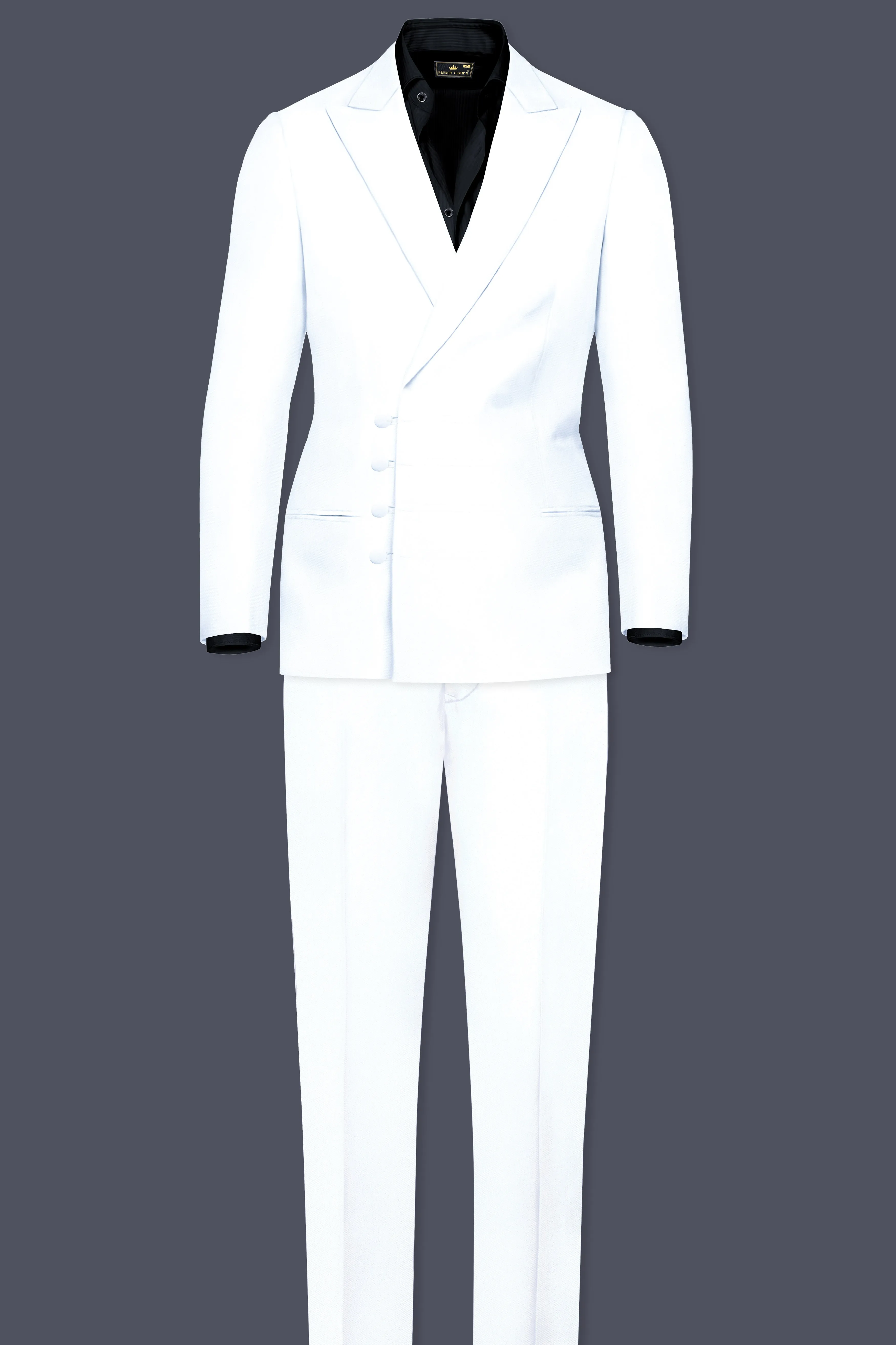 Bright White Stretchable Wool Rich Designer Suit sold by French Crown product image thumbnail 4
