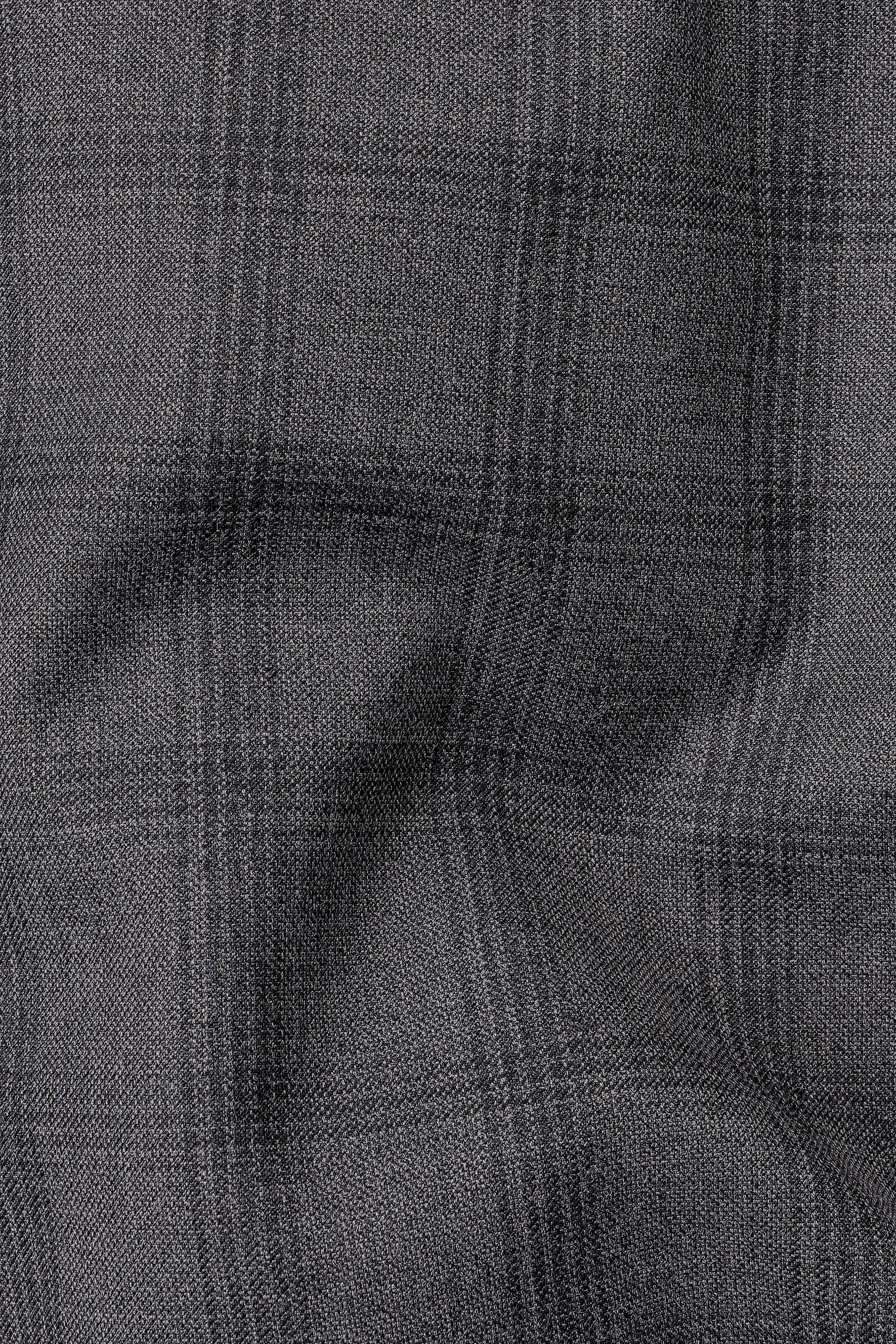 Gravel Gray Checked Wool Blend Single Breasted Blazer sold by French Crown product image thumbnail 3