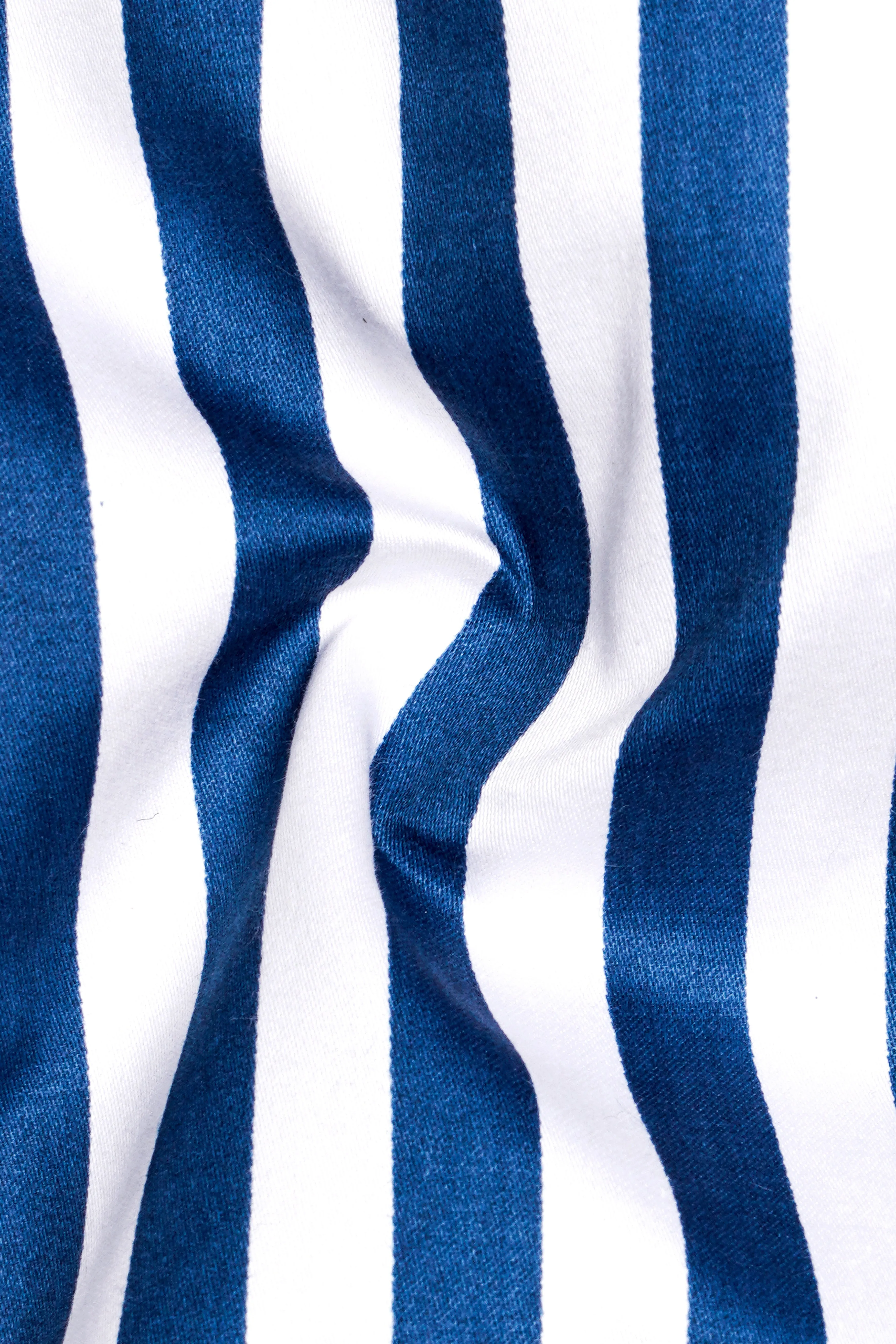 Regal Blue and Bright White Striped Subtle Sheen Super Soft Premium Cotton Designer Shirt sold by French Crown product image thumbnail 3