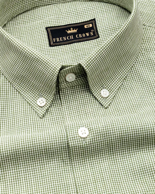 Coral Green Gingham Premium Cotton Shirt sold by French Crown