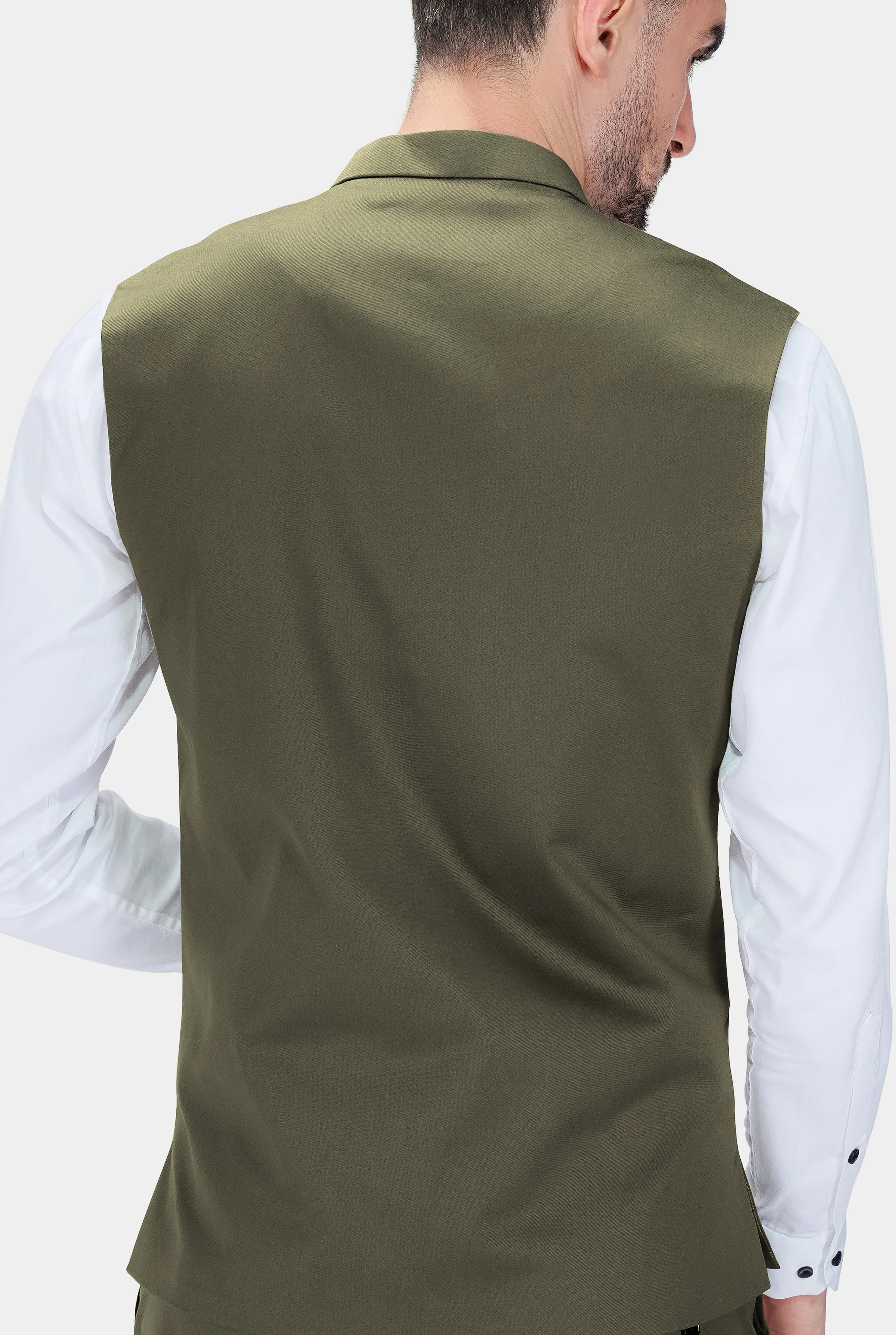 Hemlock Green Premium Cotton Stretchable Traveler Nehru Jacket sold by French Crown product image thumbnail 4