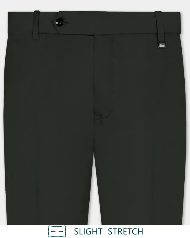 Verdant Majesty-Juniper Green Solid Wool Rich Slight Stretch Waistband Pant sold by French Crown