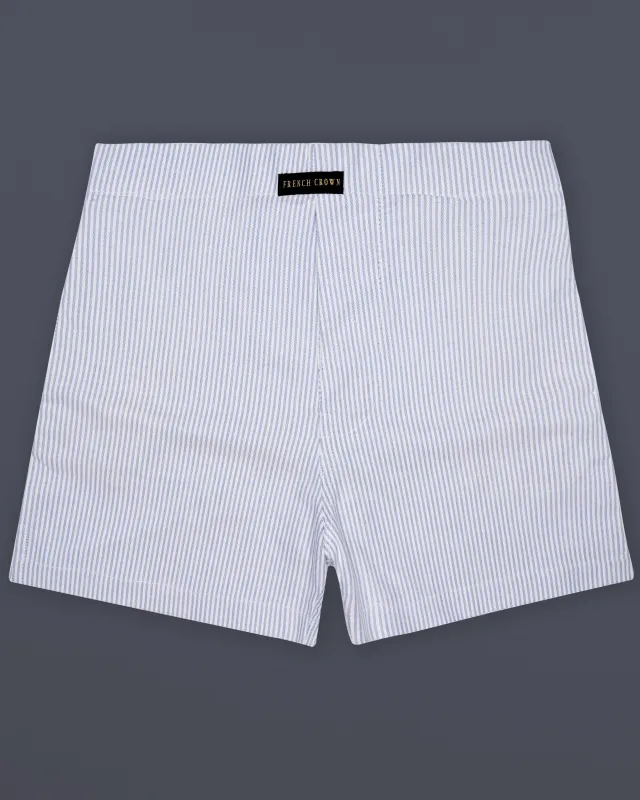 Gray Blue and White Pin Striped Oxford Premium Cotton Boxer sold by French Crown