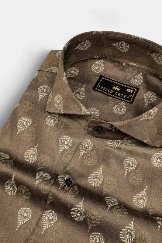 Sandstone Brown Printed Subtle Sheen Super Soft Premium Cotton Shirt sold by French Crown