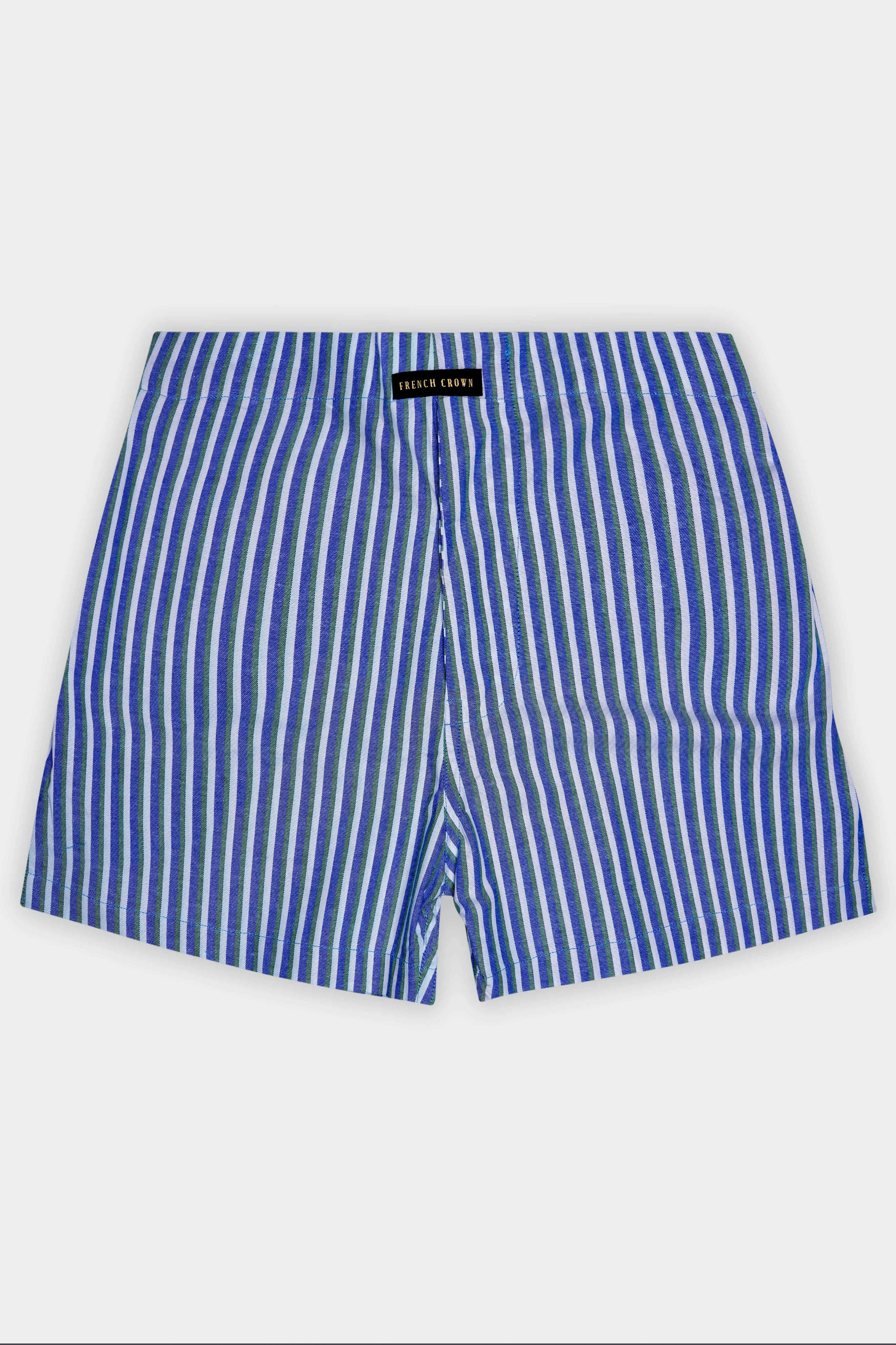 Languid Lavender with Warm Blue and Turquoise Gray Striped Oxford Premium Cotton Boxer sold by French Crown product image thumbnail 2